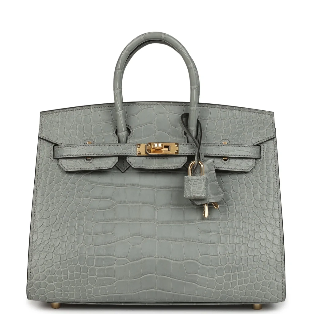 Birkin 25 Gris Ciment Alligator Matte Gold Hardware