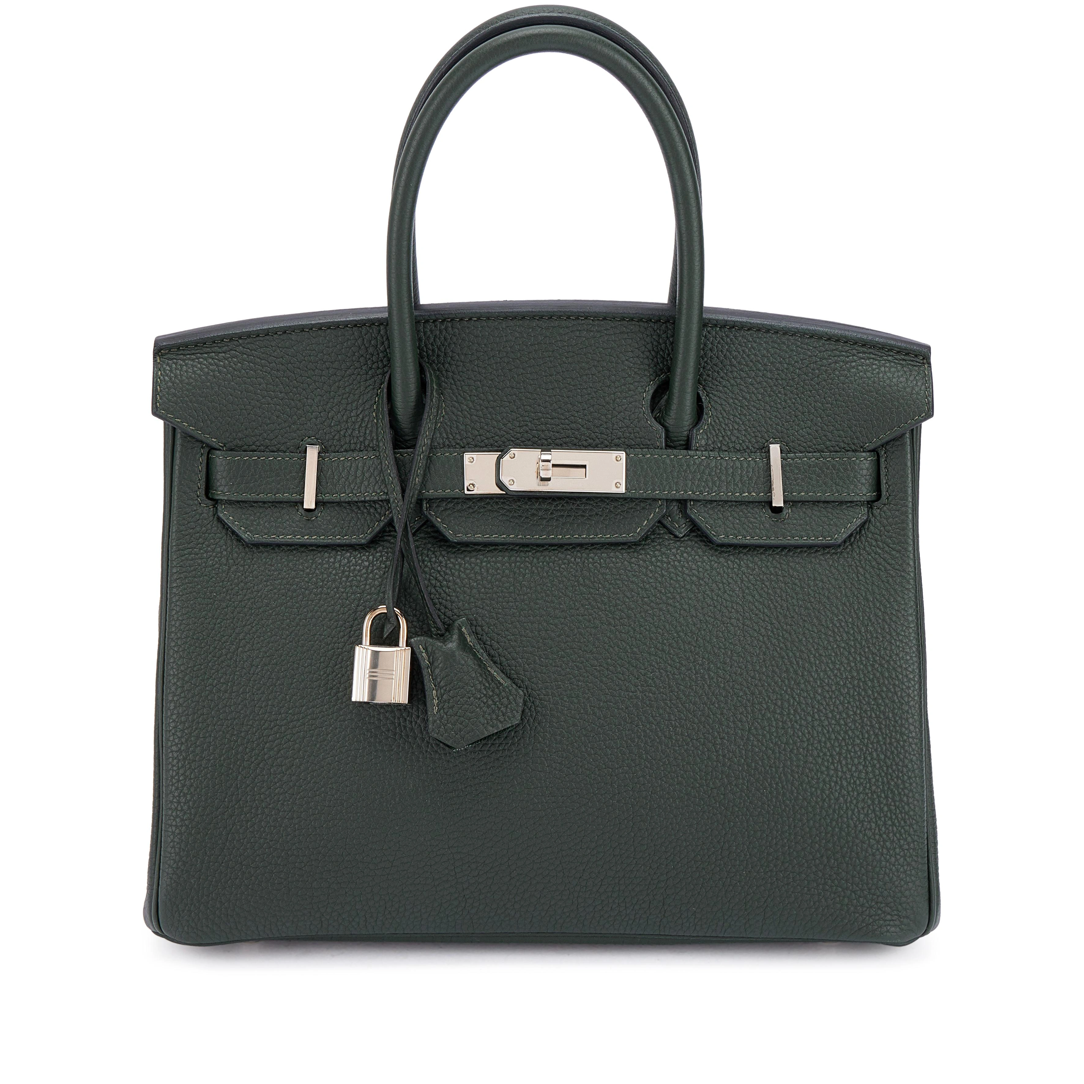 Birkin 30 Vert Foncé Togo Palladium Hardware