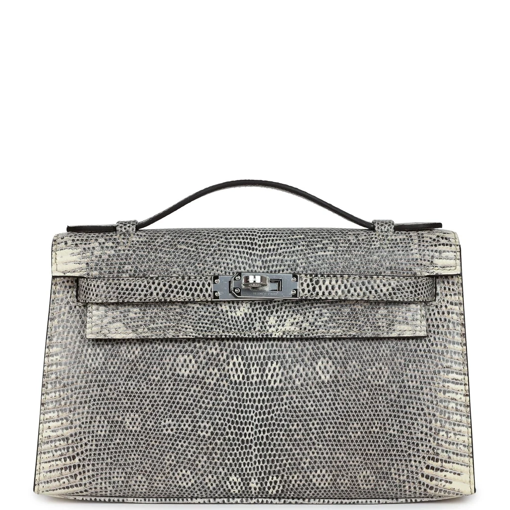 Kelly Pochette Salvator Lizard Ombré Palladium Hardware
