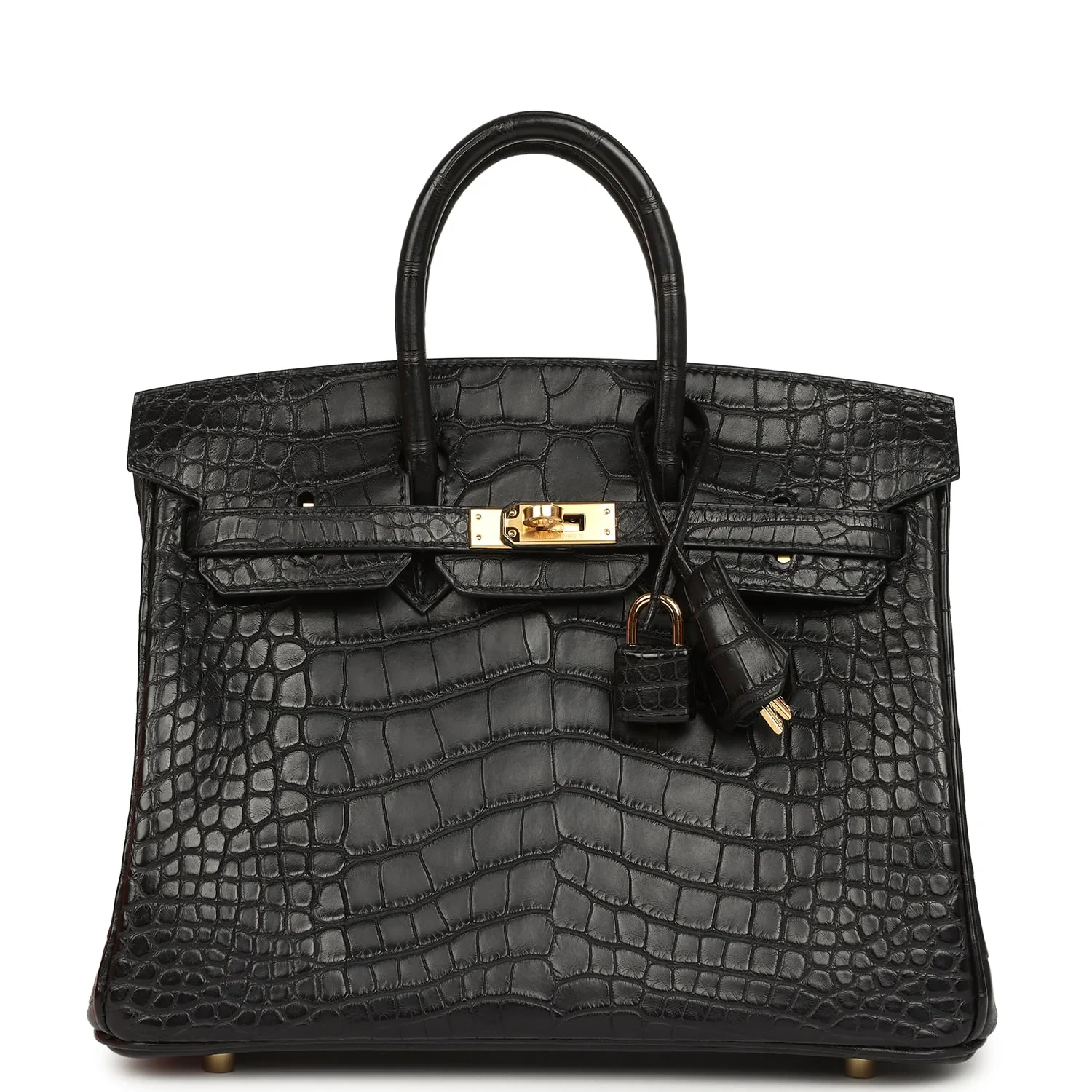Birkin 25 Black Matte Alligator Gold Hardware