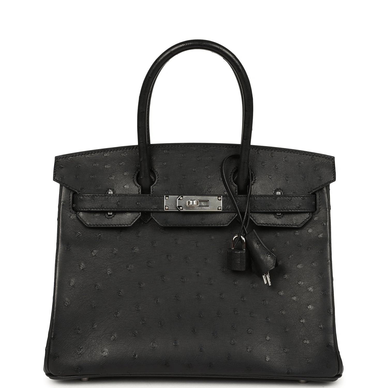 Birkin 30 Black Ostrich Palladium Hardware