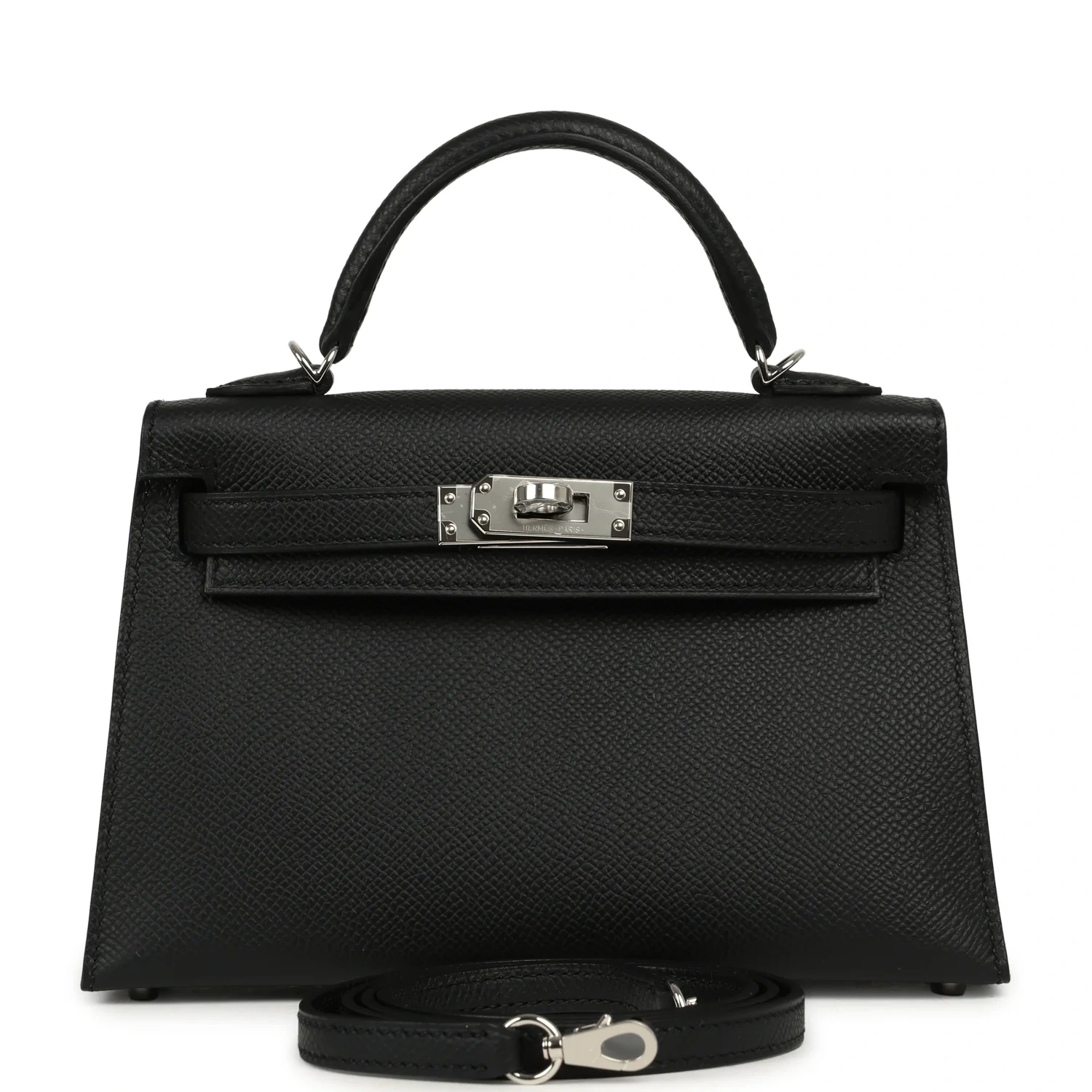 Kelly 20 Mini Black Epsom Palladium Hardware