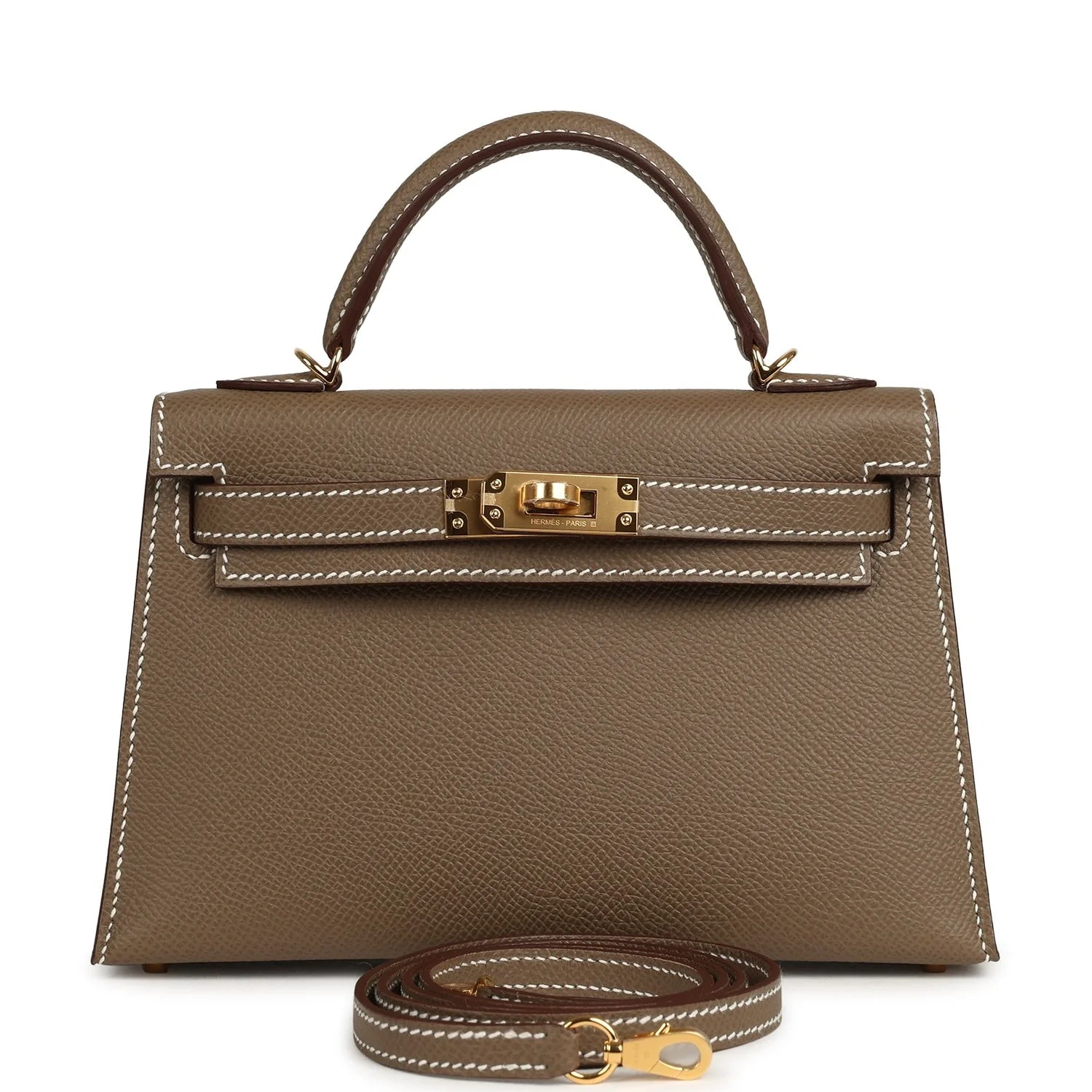 Kelly 20 Mini Étoupe Epsom Gold Hardware