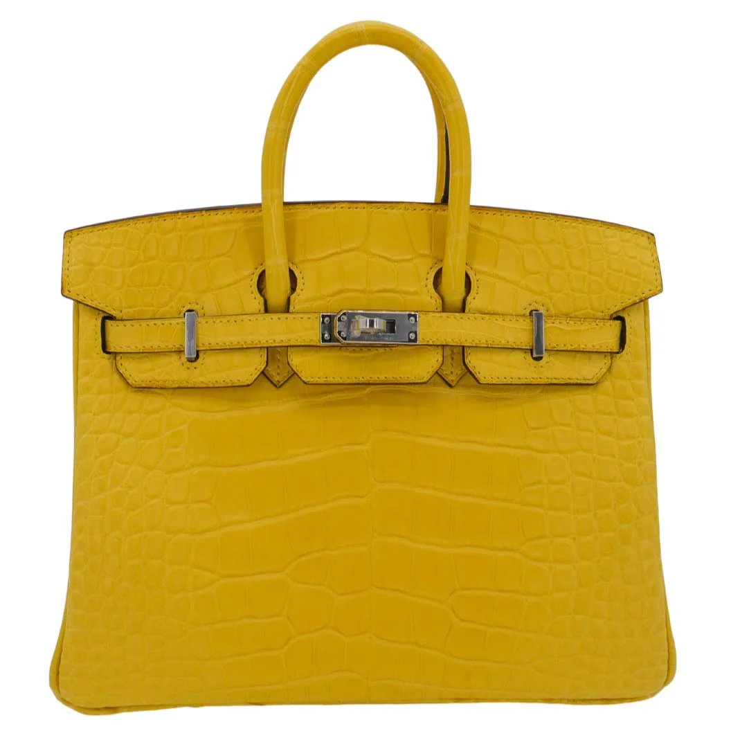 Birkin 25 Mimosa Matte Alligator Palladium Hardware