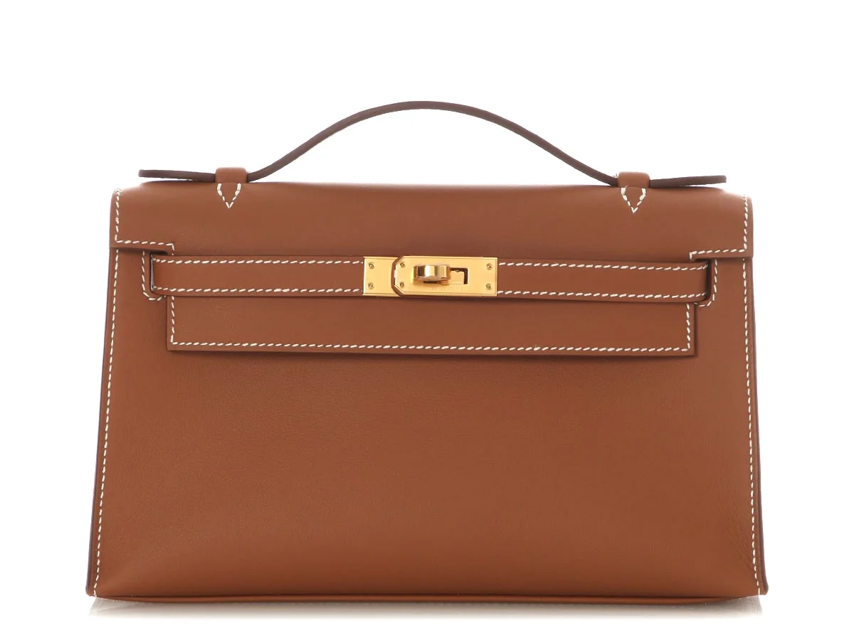 Kelly Pochette Gold Swift Gold Hardware