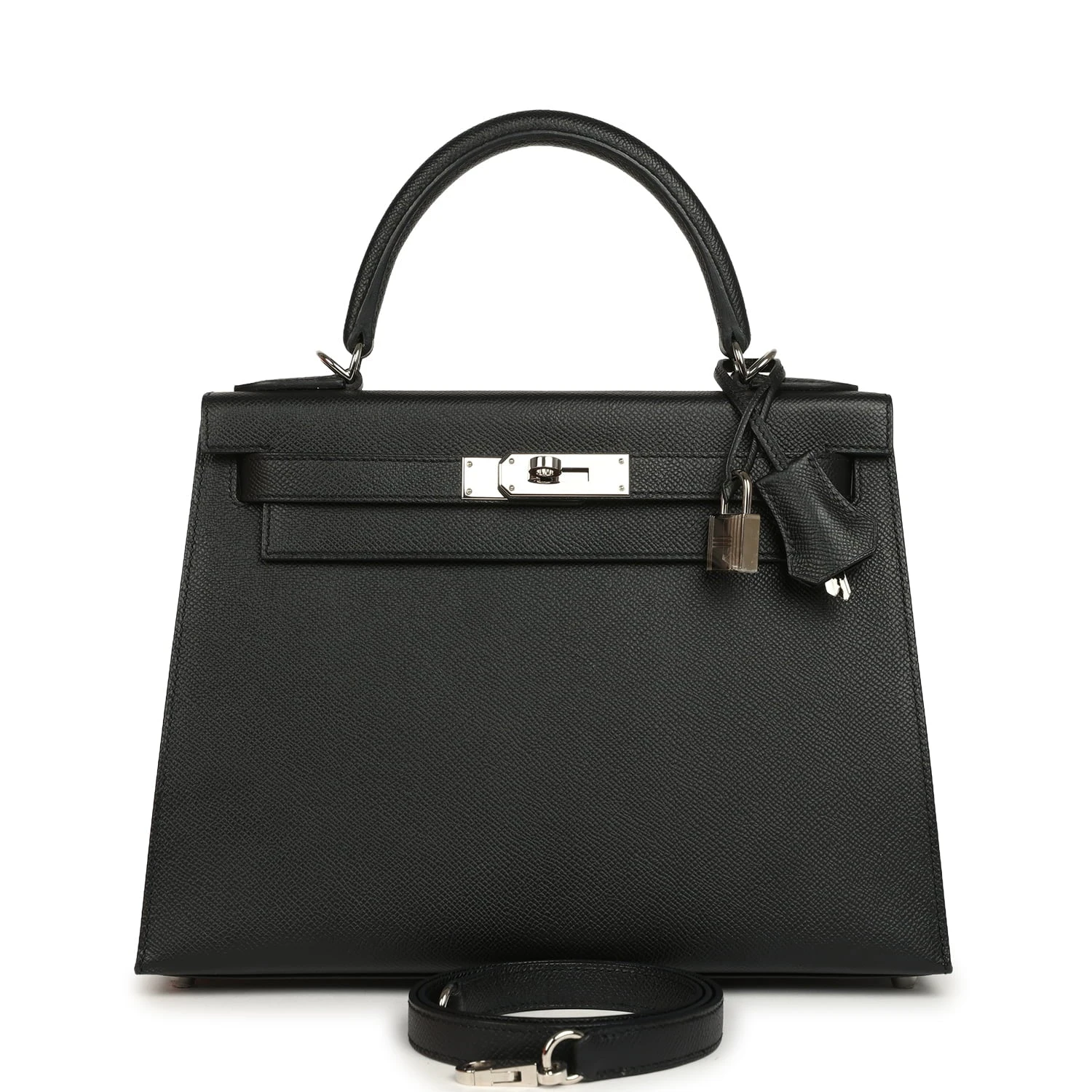 Kelly 28 Black Epsom Palladium Hardware