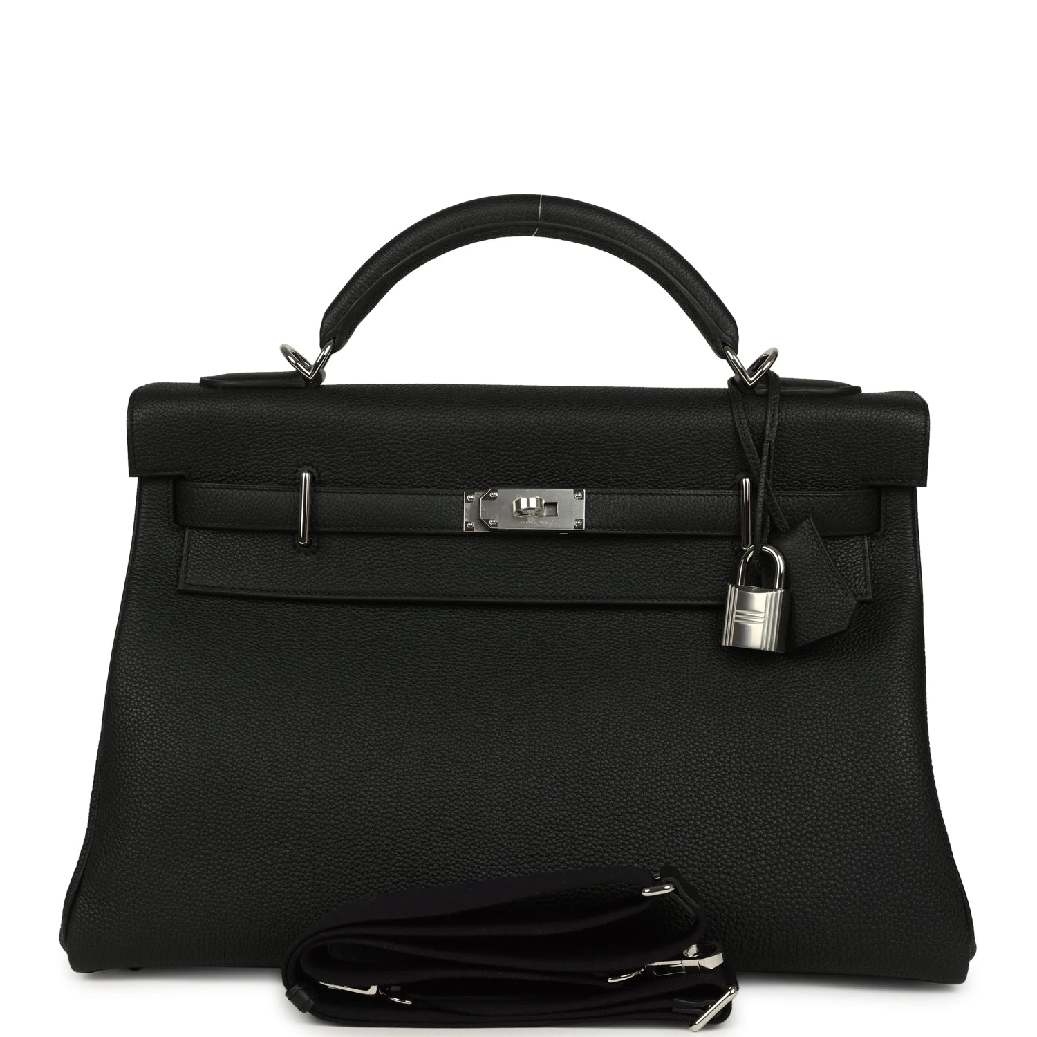 Kelly Maxi 42 Black Togo Palladium Hardware
