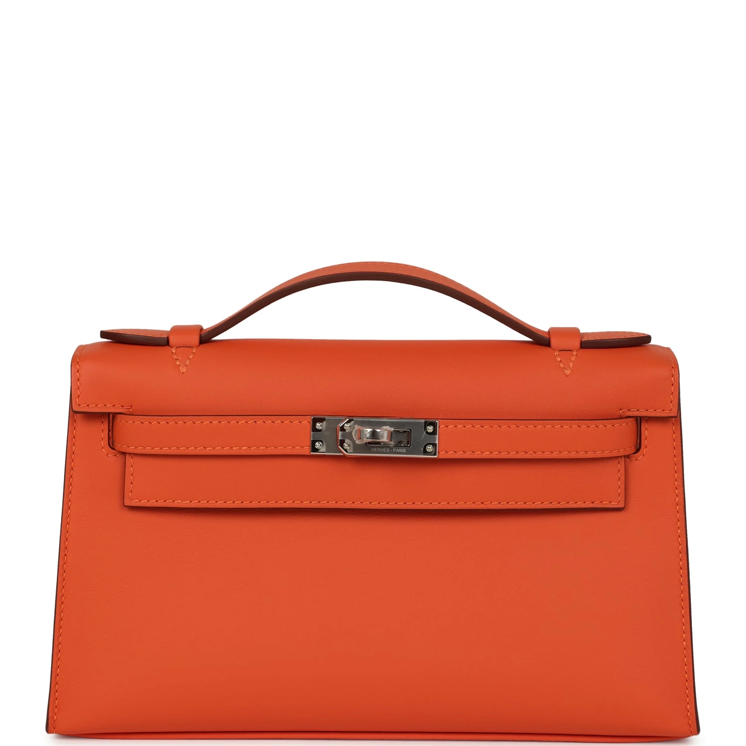 Kelly Pochette Tangerine Swift Palladium Hardware