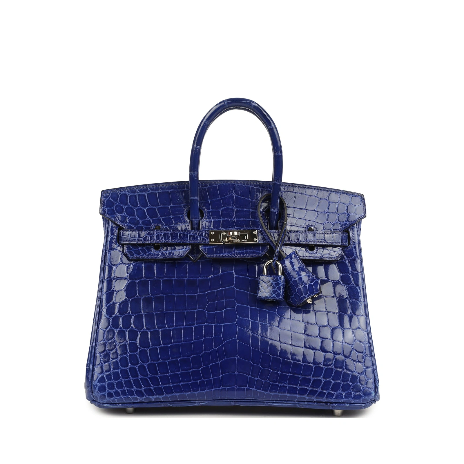Birkin 25 Bleu Électrique Shiny Niloticus Crocodile Palladium Hardware