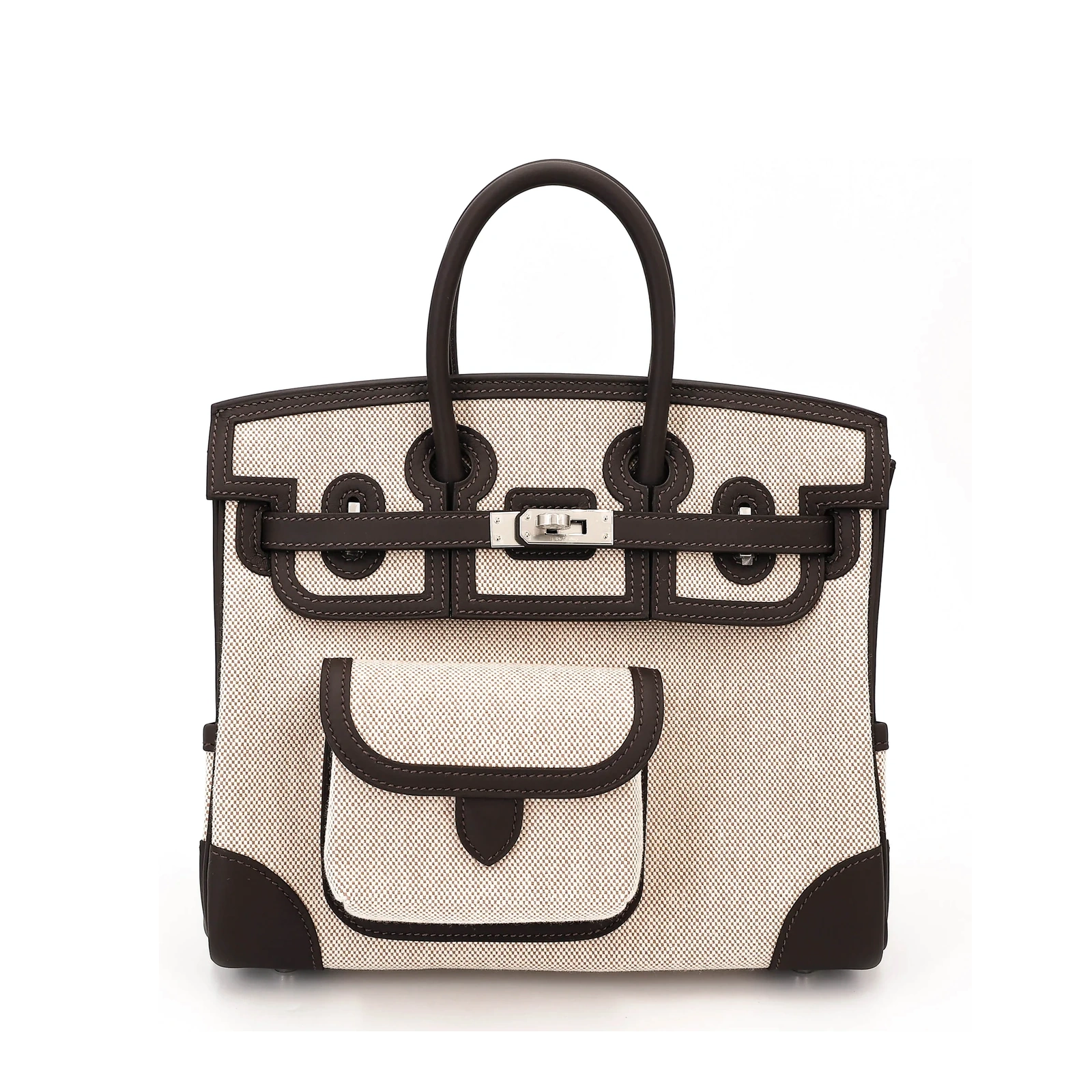 Birkin 25 Cargo Bai Brun Toile H Swift Palladium Hardware