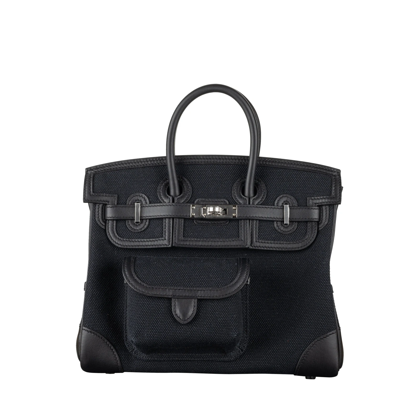 Birkin 25 Cargo Black Toile H Palladium Hardware