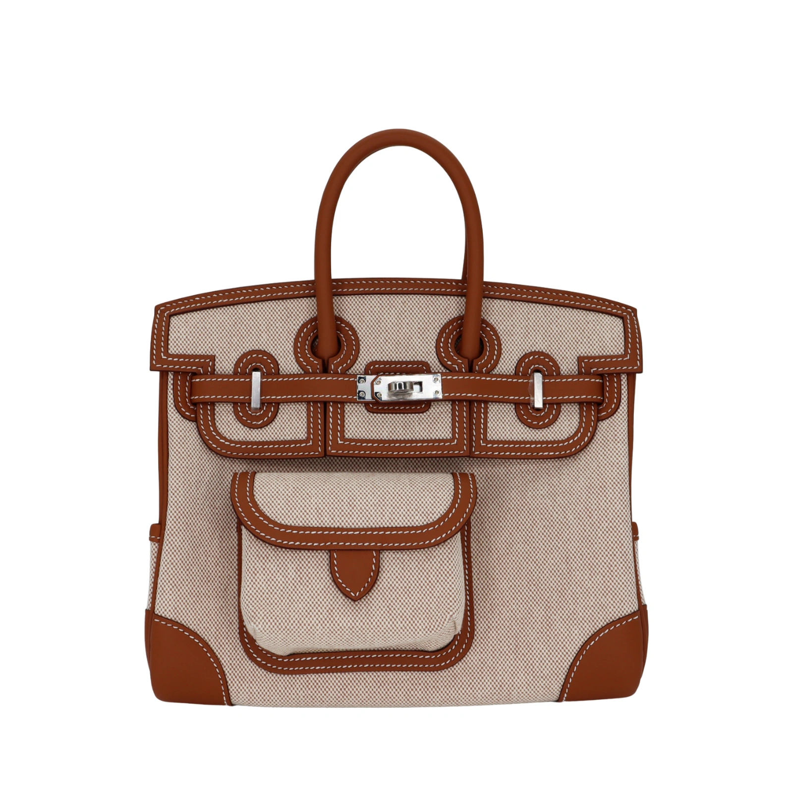 Birkin 25 Cargo Gold Écru Toile H Palladium Hardware
