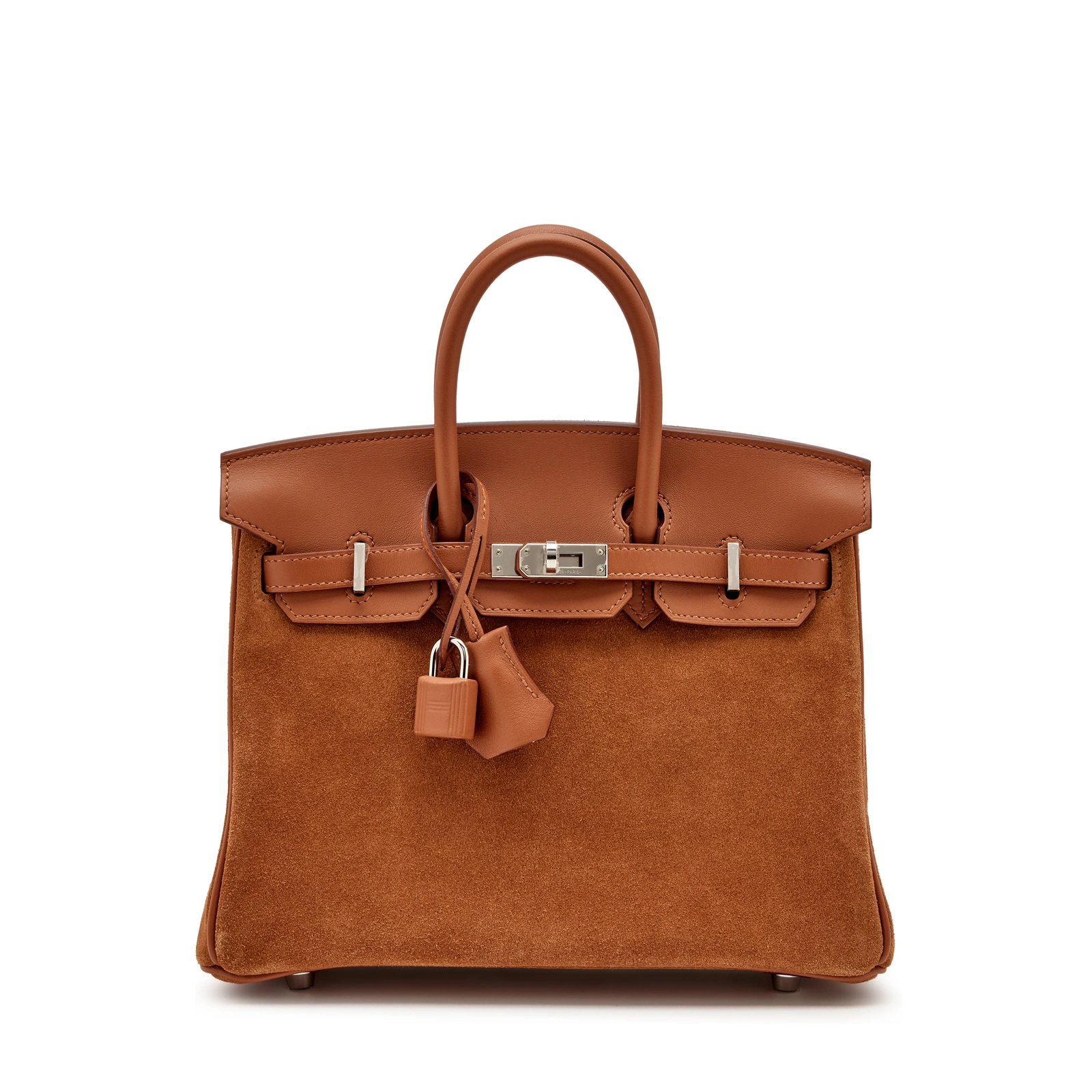 Birkin 25 Grizzly Gold Doblis Suede Swift Palladium Hardware
