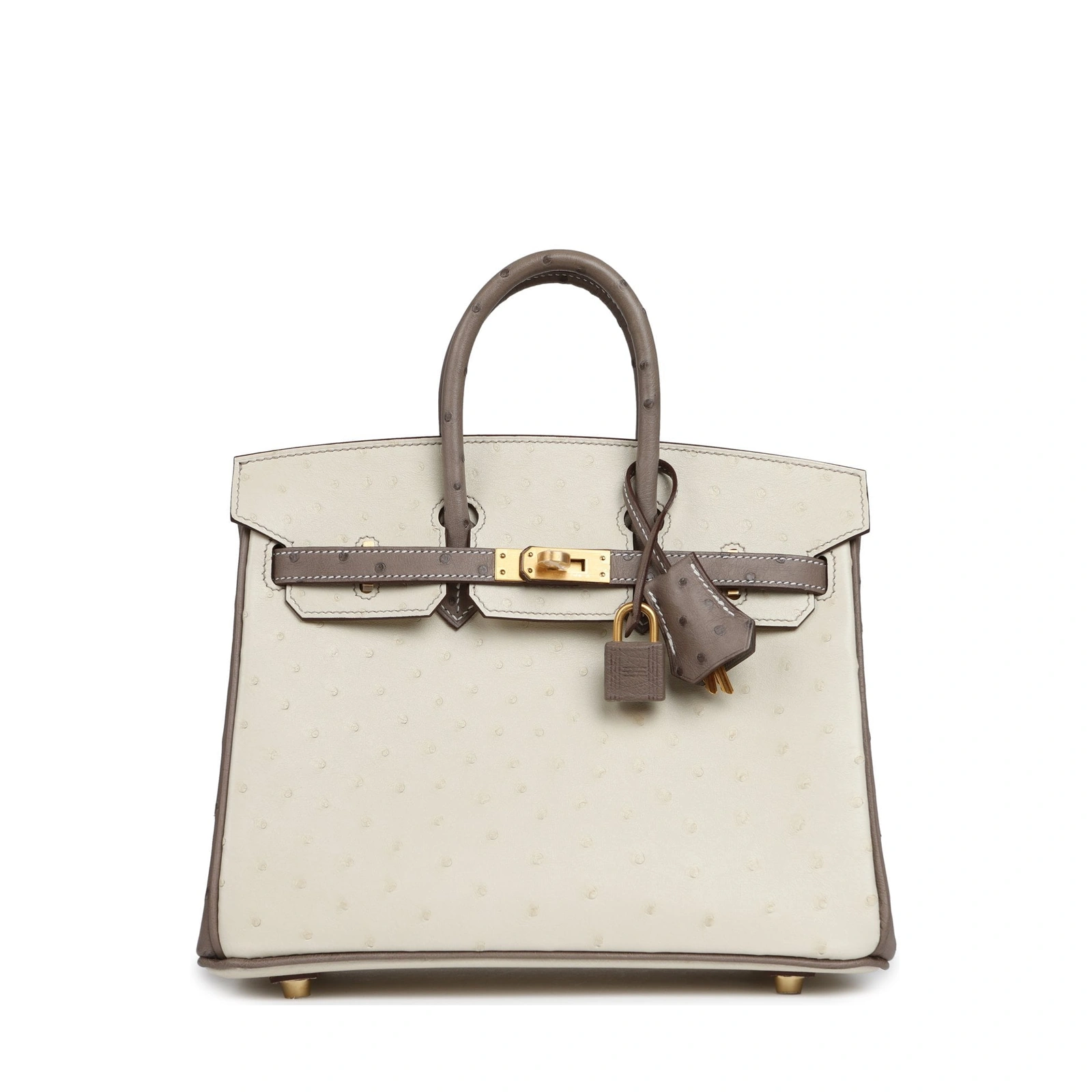 Birkin 25 HSS Béton Gris Tourterelle Ostrich Brushed Gold Hardware