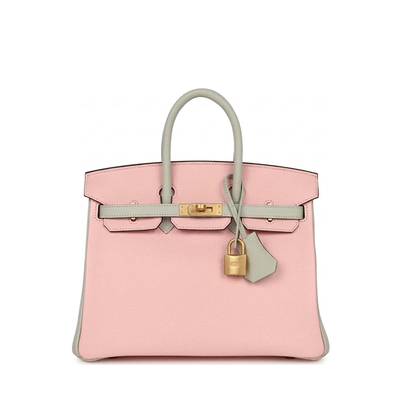 Birkin 25 HSS Rose Sakura Gris Perle Chèvre Mysore Brushed Gold Hardware