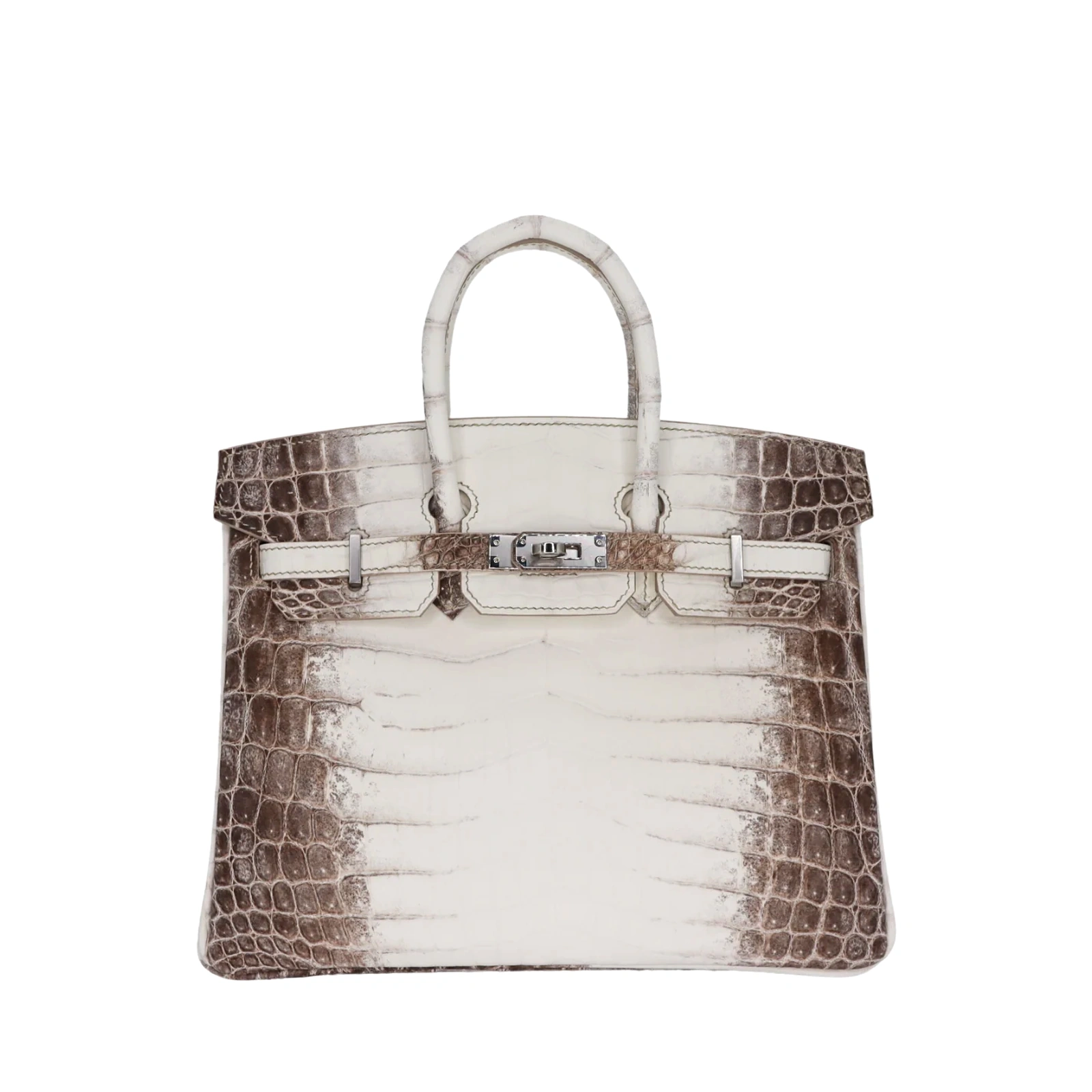 Birkin 25 Himalaya Blanc Niloticus Crocodile Palladium Hardware
