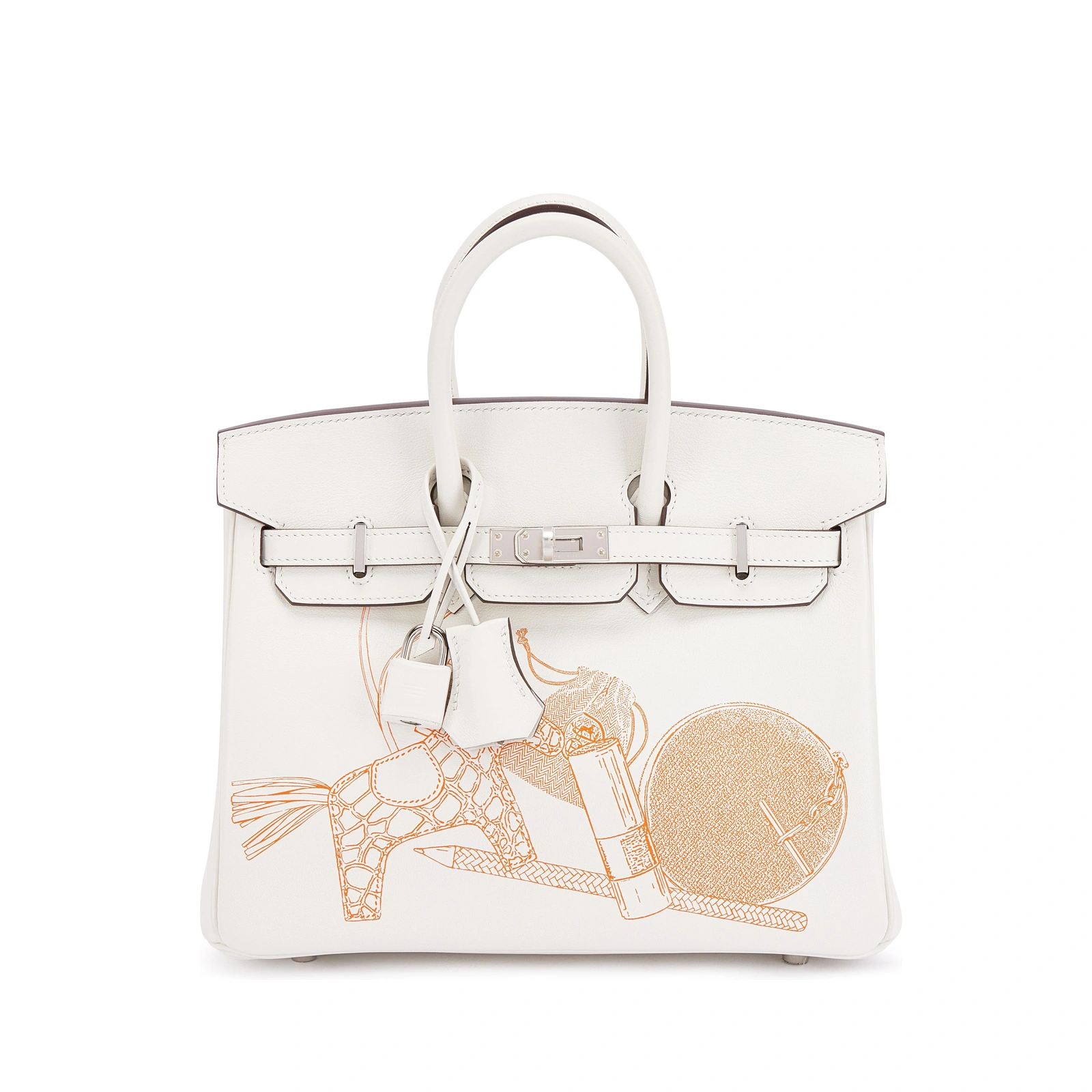 Birkin 25 In and Out Blanc Swift Palladium Hardware Limited Edition