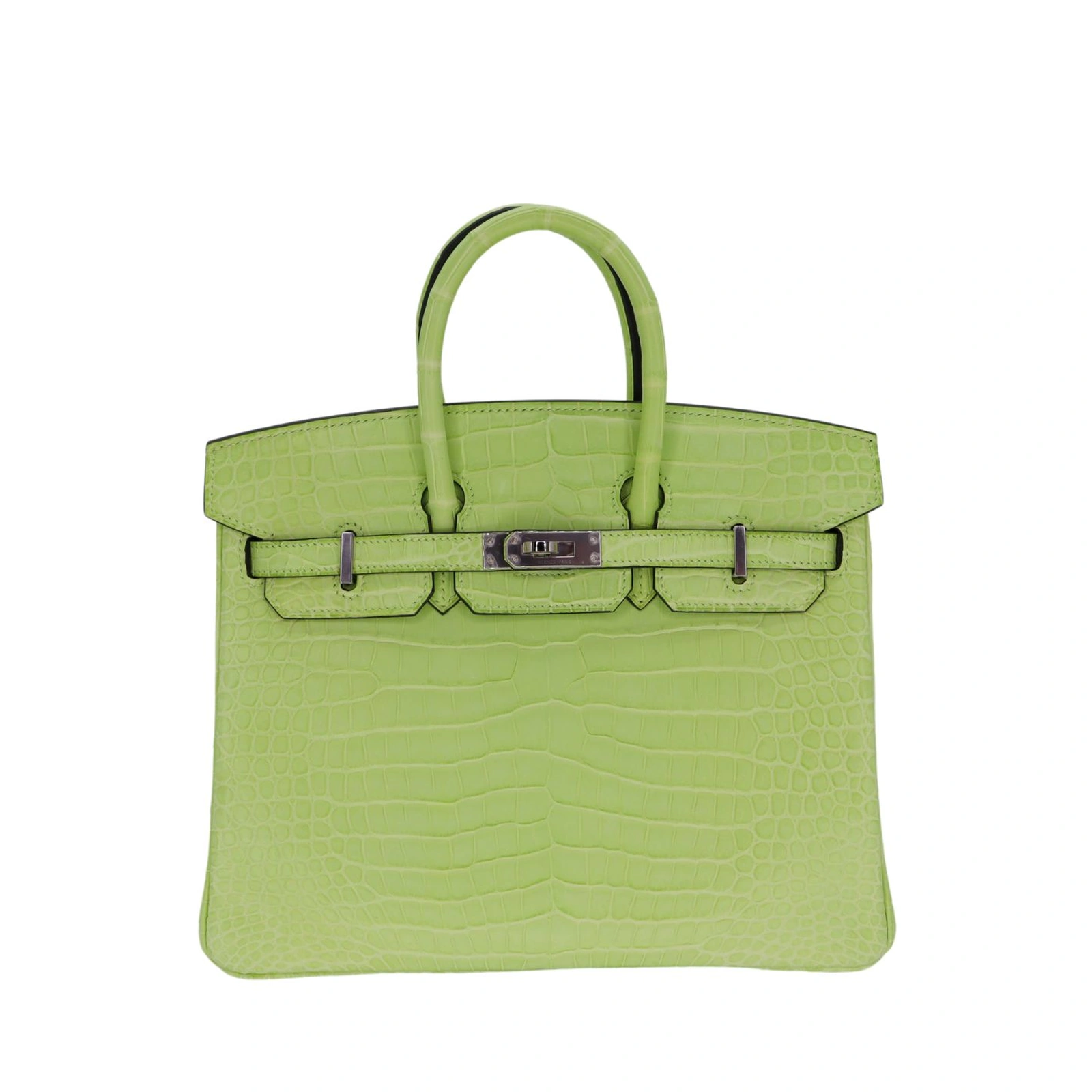 Birkin 25 Jaune Bourgeon Matte Porosus Crocodile Palladium Hardware