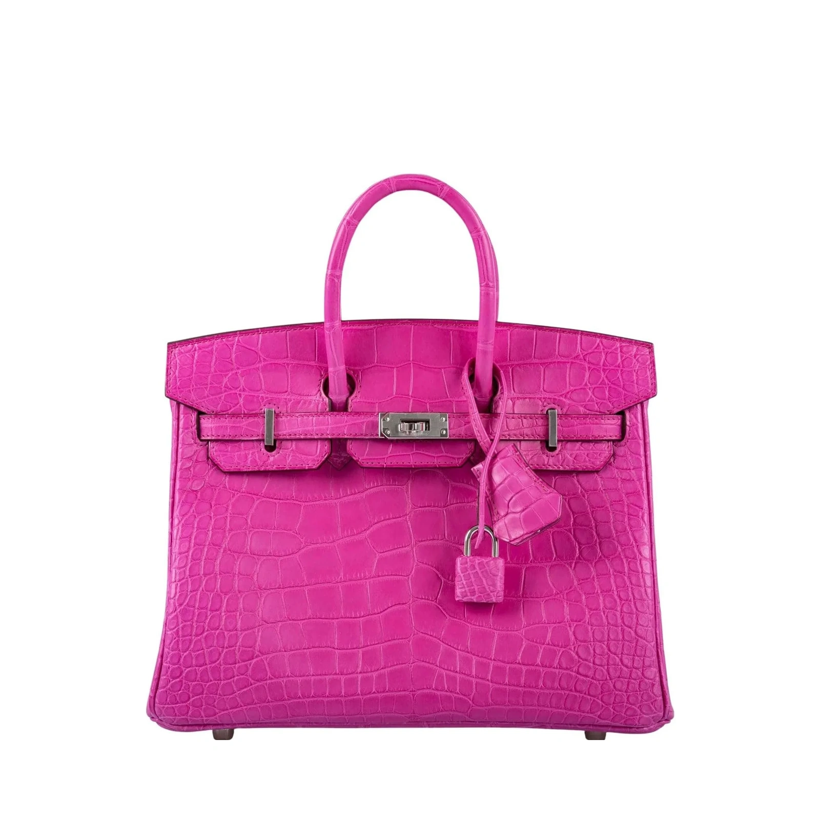 Birkin 25 Rose Shocking Matte Alligator Palladium Hardware