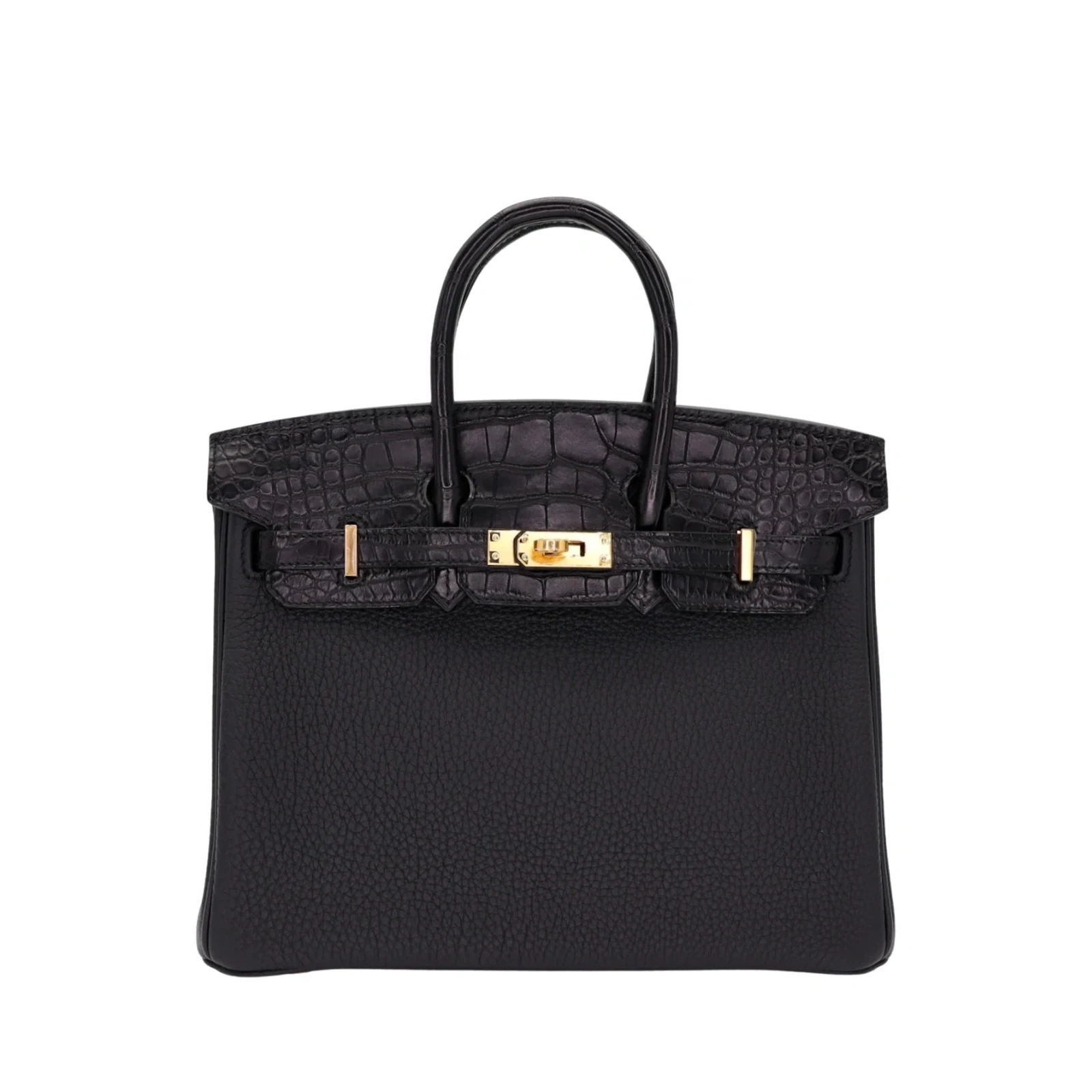 Birkin 25 Touch Black Black Matte Togo Alligator Gold Hardware