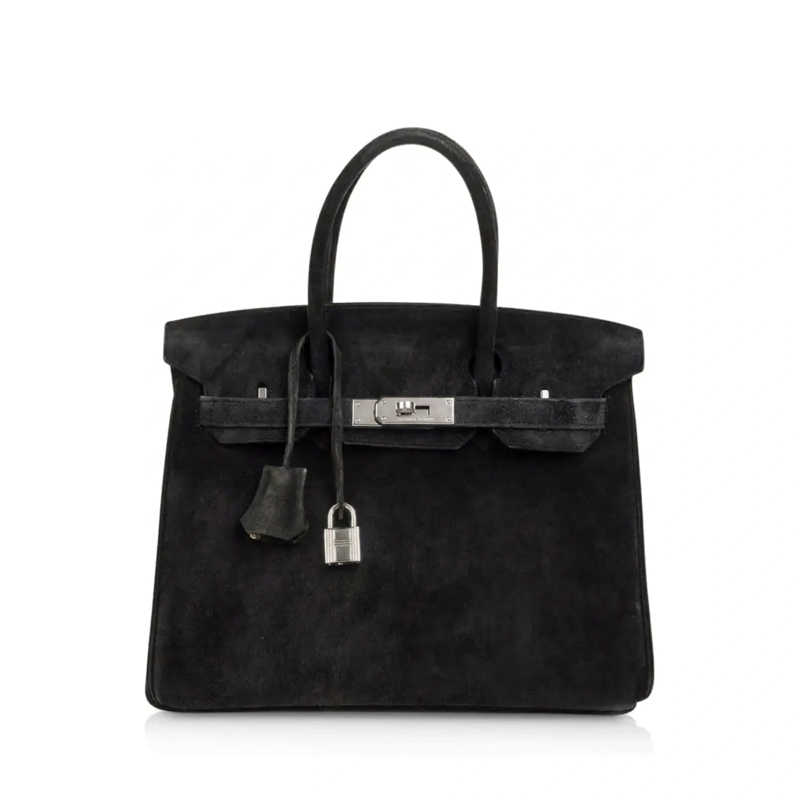 Birkin 30 Black Doblis Suede Palladium Hardware
