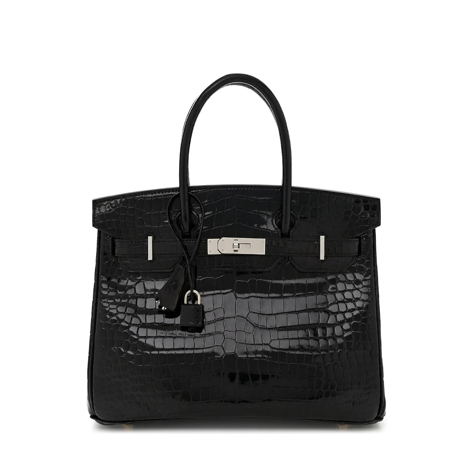Birkin 30 Black Shiny Porosus Crocodile Palladium Hardware