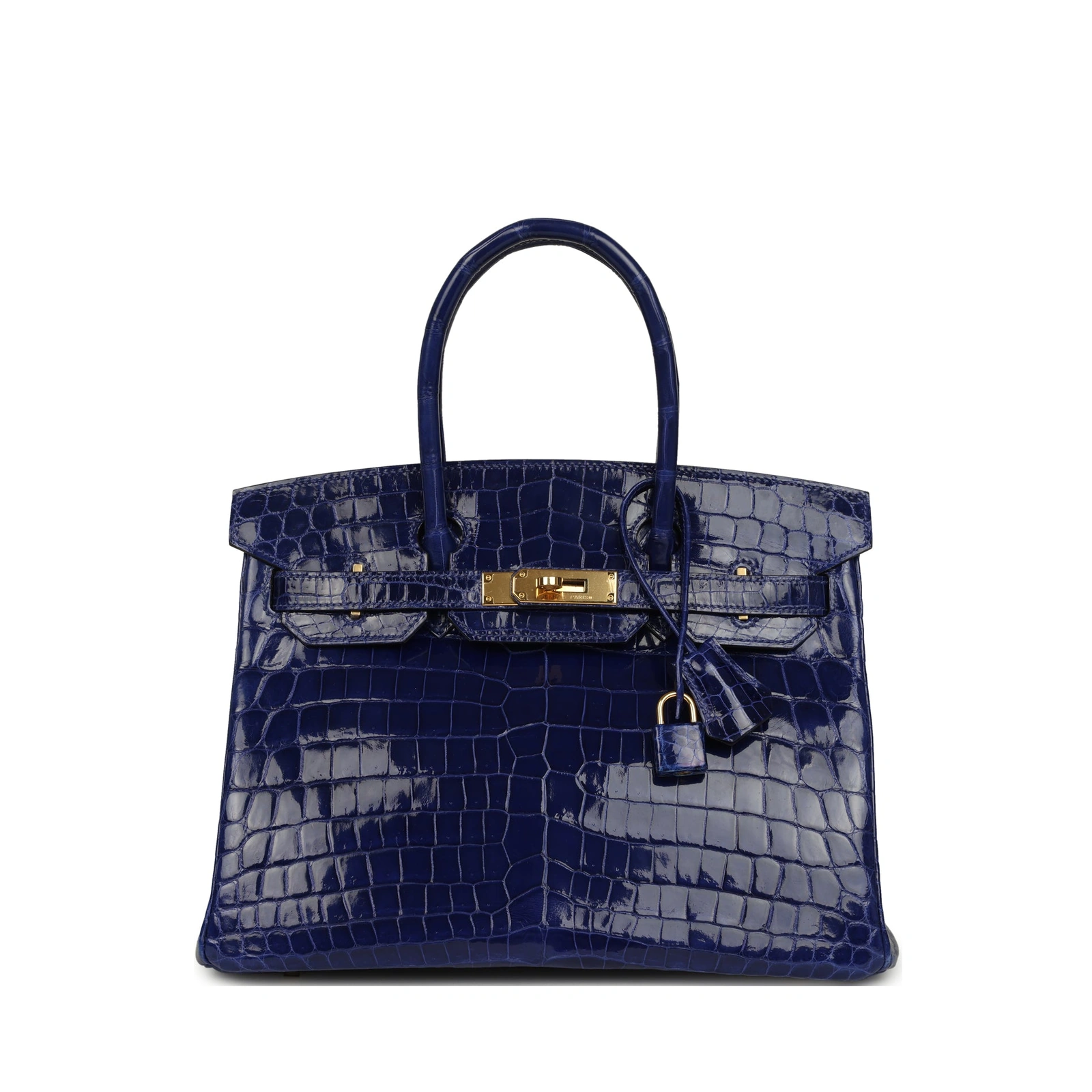 Birkin 30 Bleu Électrique Shiny Niloticus Crocodile Gold Hardware