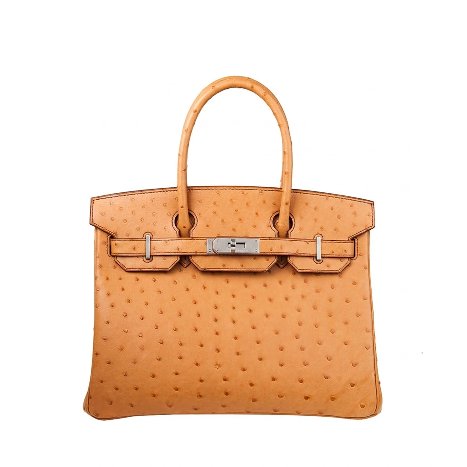 Birkin 30 Tabac Camel Ostrich Palladium Hardware