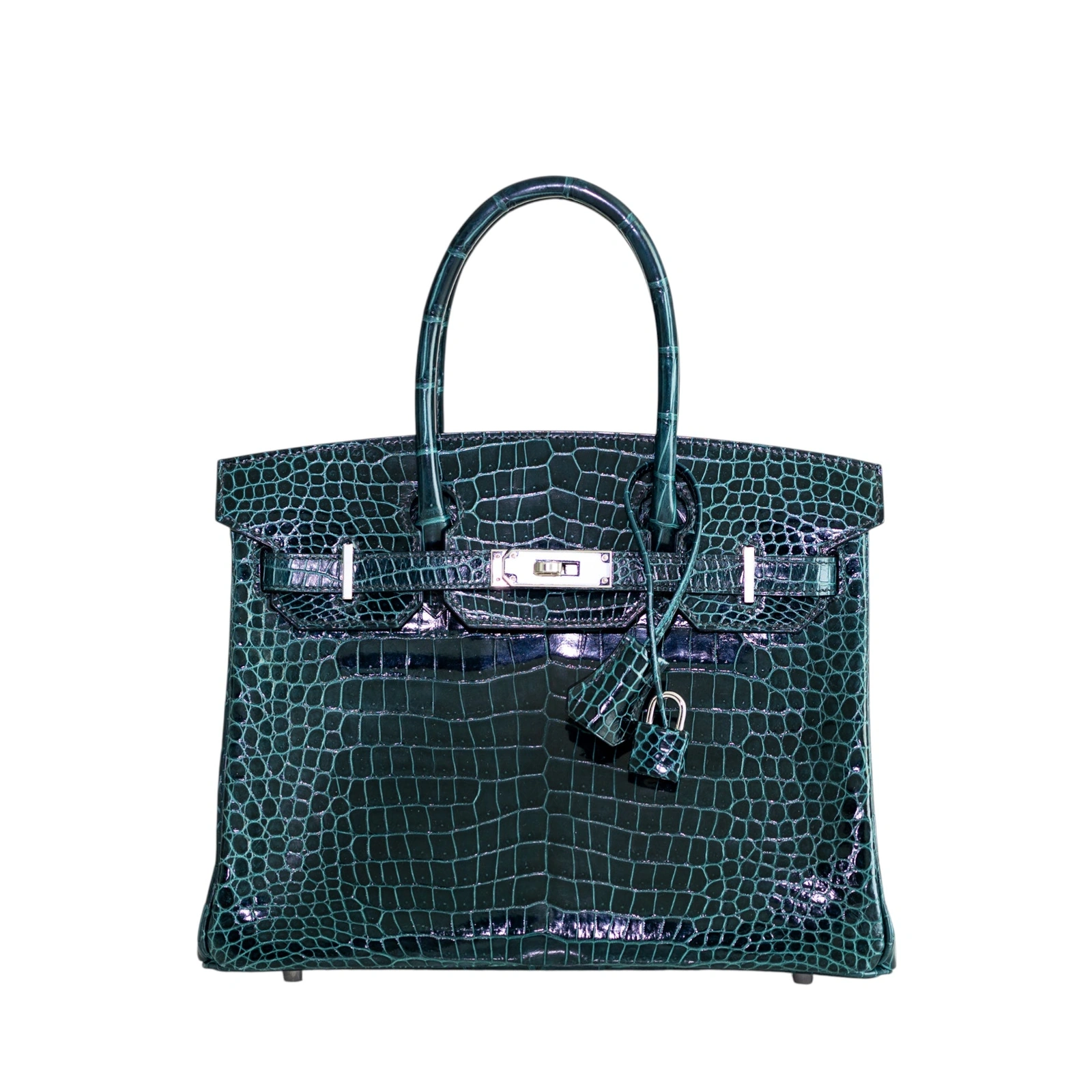 Birkin 30 Vert Cyprès Shiny Porosus Crocodile Palladium Hardware