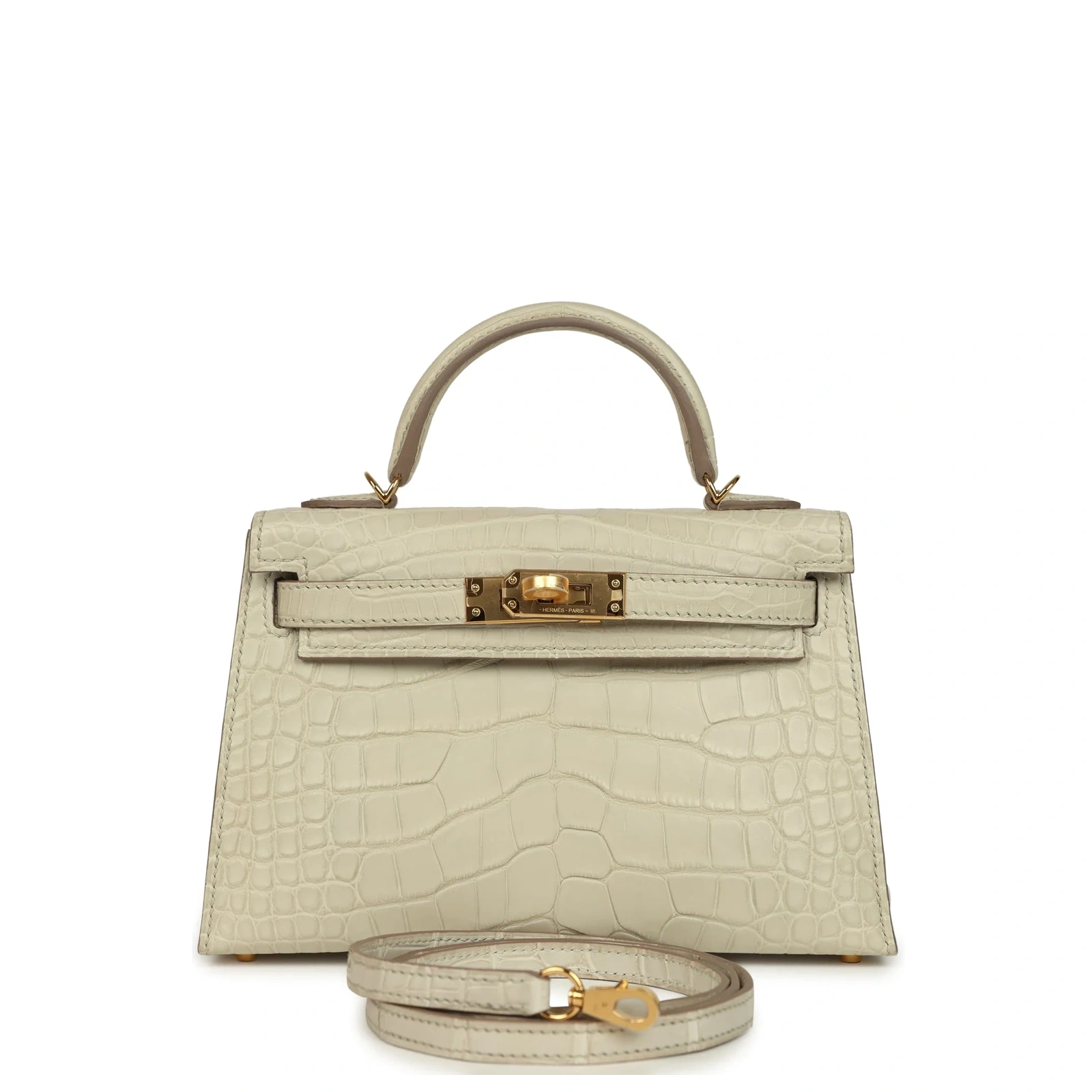 Kelly 20 Mini Béton Matte Alligator Gold Hardware