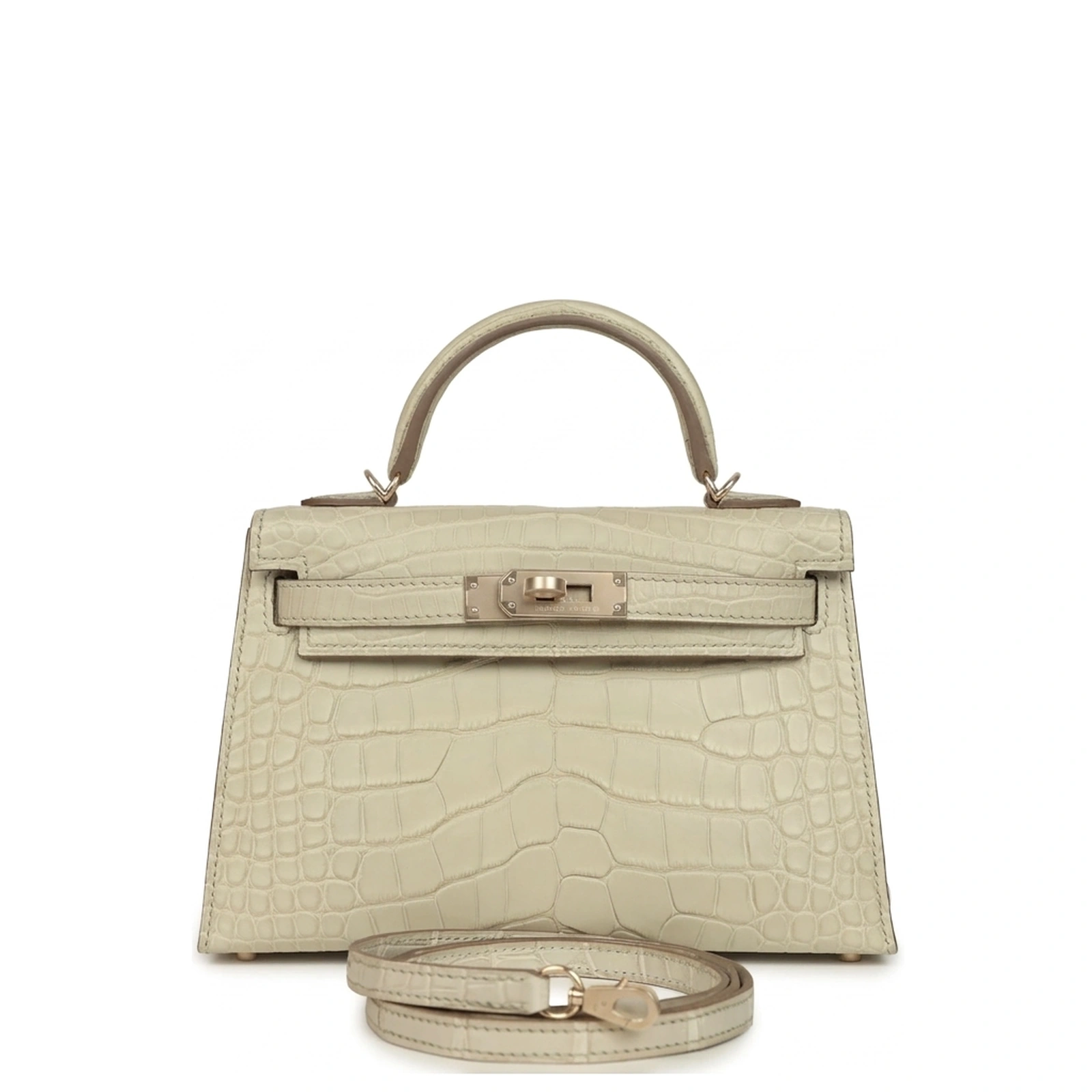 Kelly 20 Mini Béton Matte Alligator Permabrass Hardware
