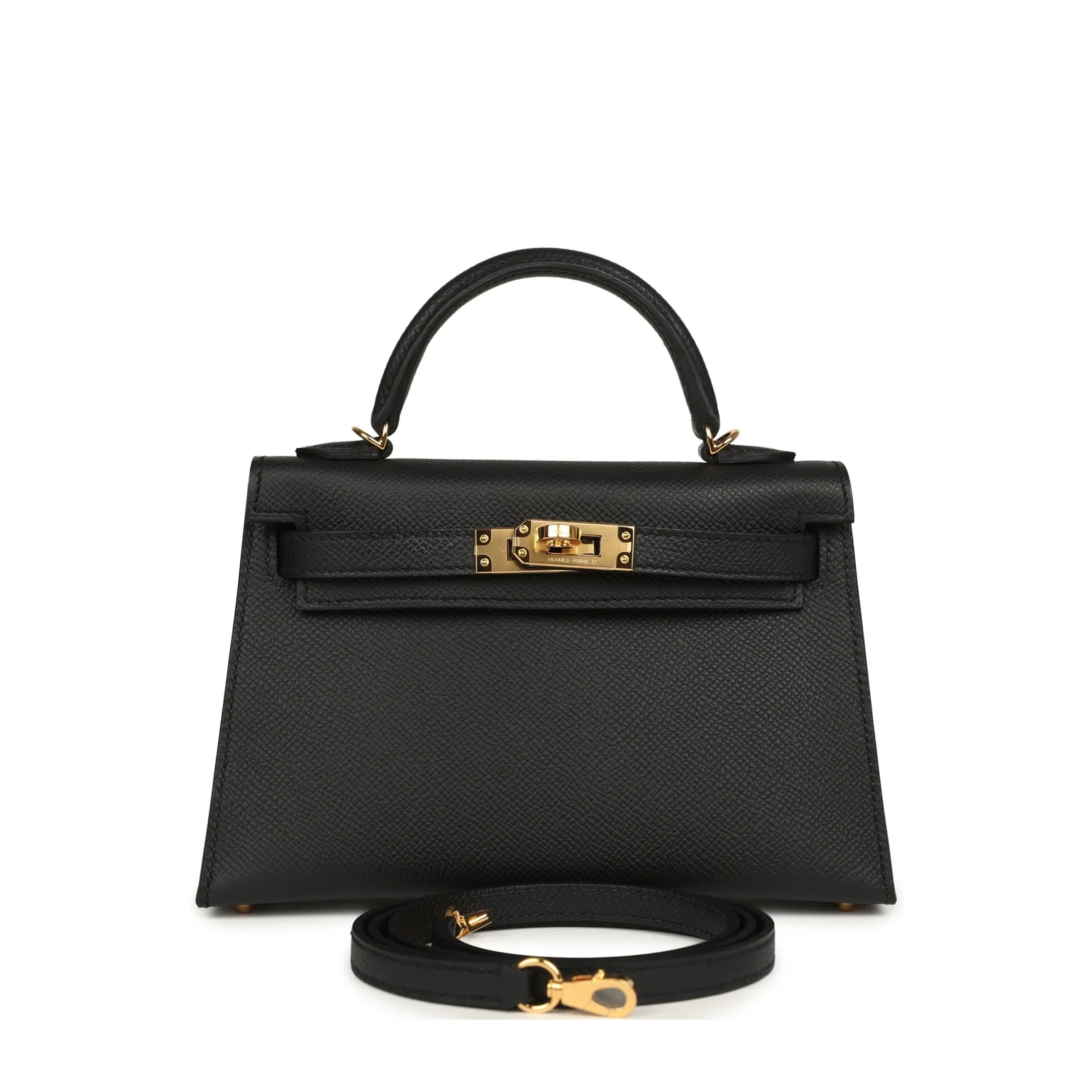 Kelly 20 Mini Black Epsom Gold Hardware