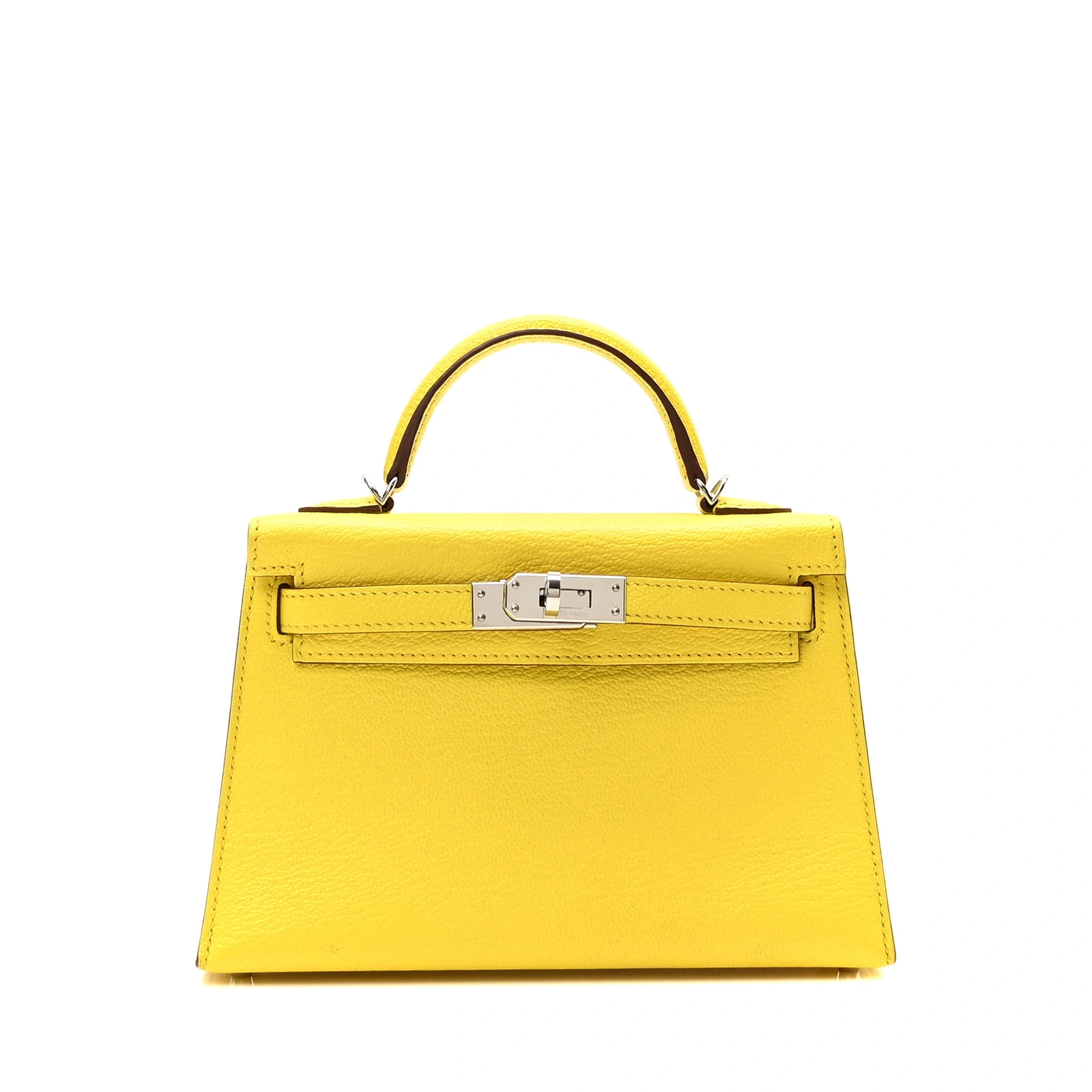 Kelly 20 Mini Jaune Citron Chèvre Mysore Palladium Hardware