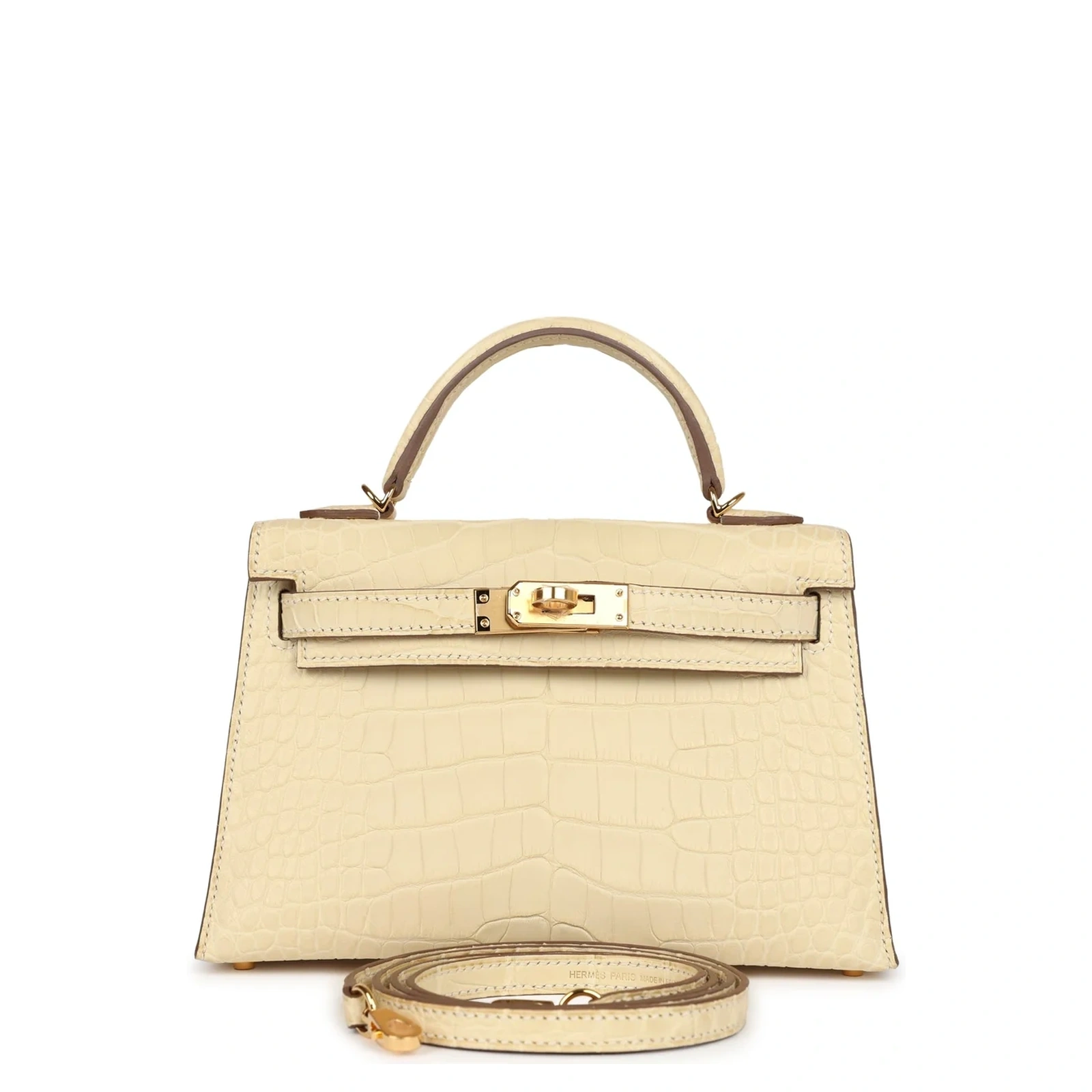 Kelly 20 Vanille Alligator Sellier Matte Gold Hardware