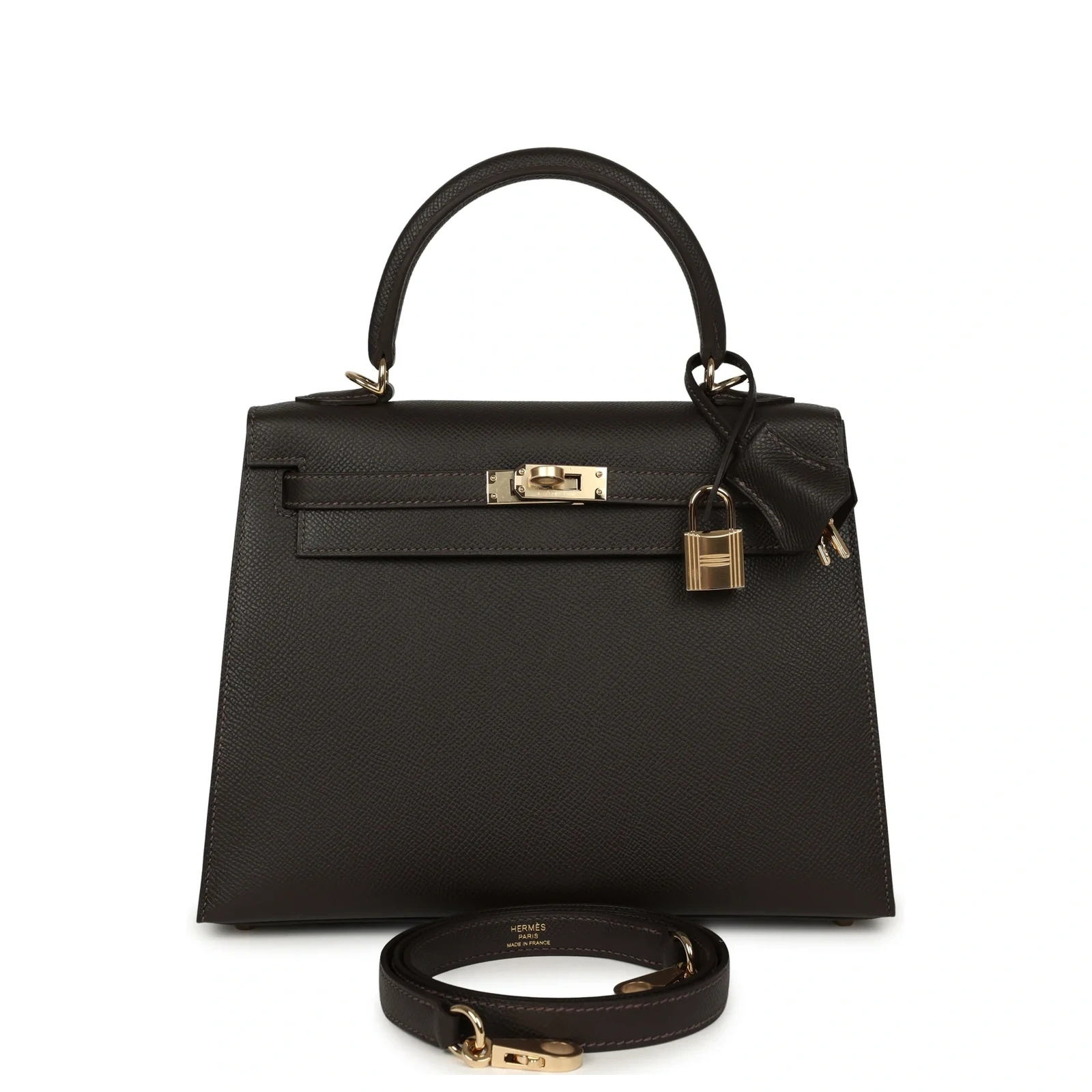 Kelly 25 Bai Brun Epsom Gold Hardware