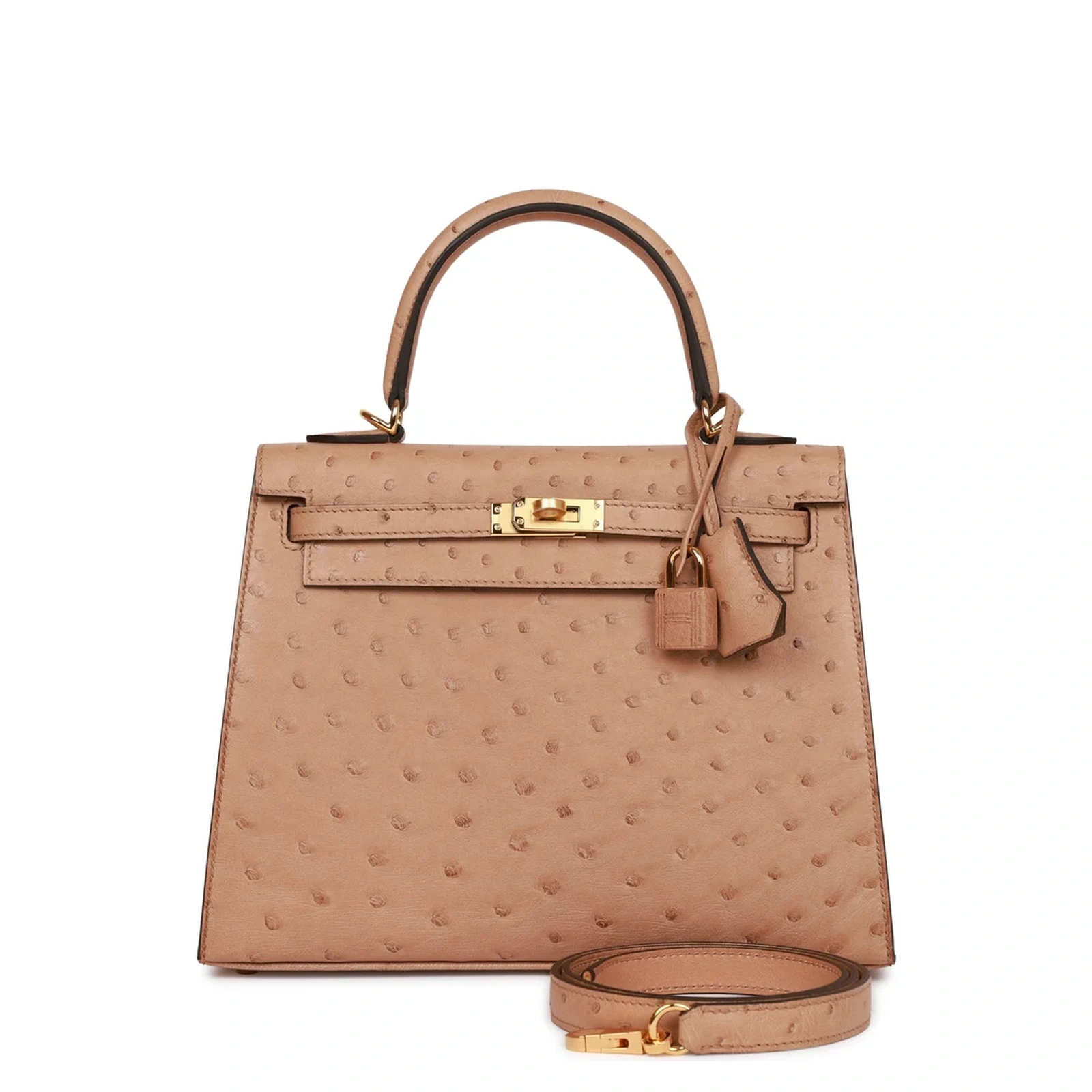 Kelly 25 Chai Ostrich Gold Hardware