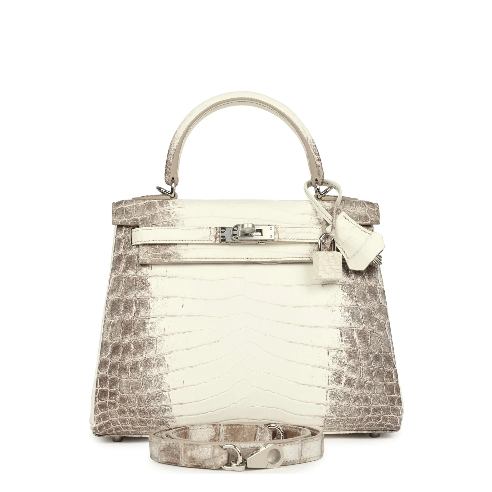 Kelly 25 Himalaya Blanc Niloticus Crocodile Palladium Hardware