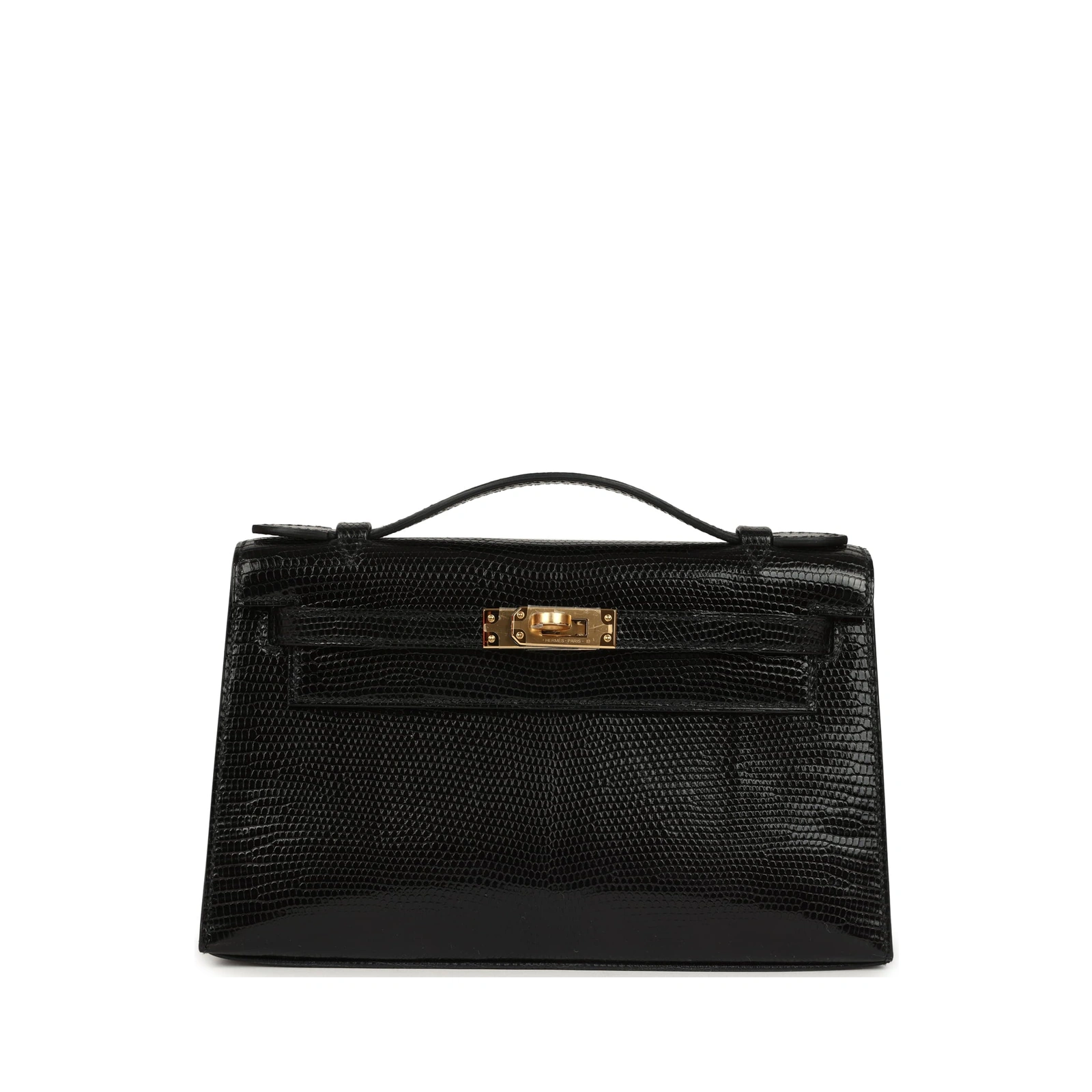 Kelly Pochette Black Niloticus Lizard Gold Hardware