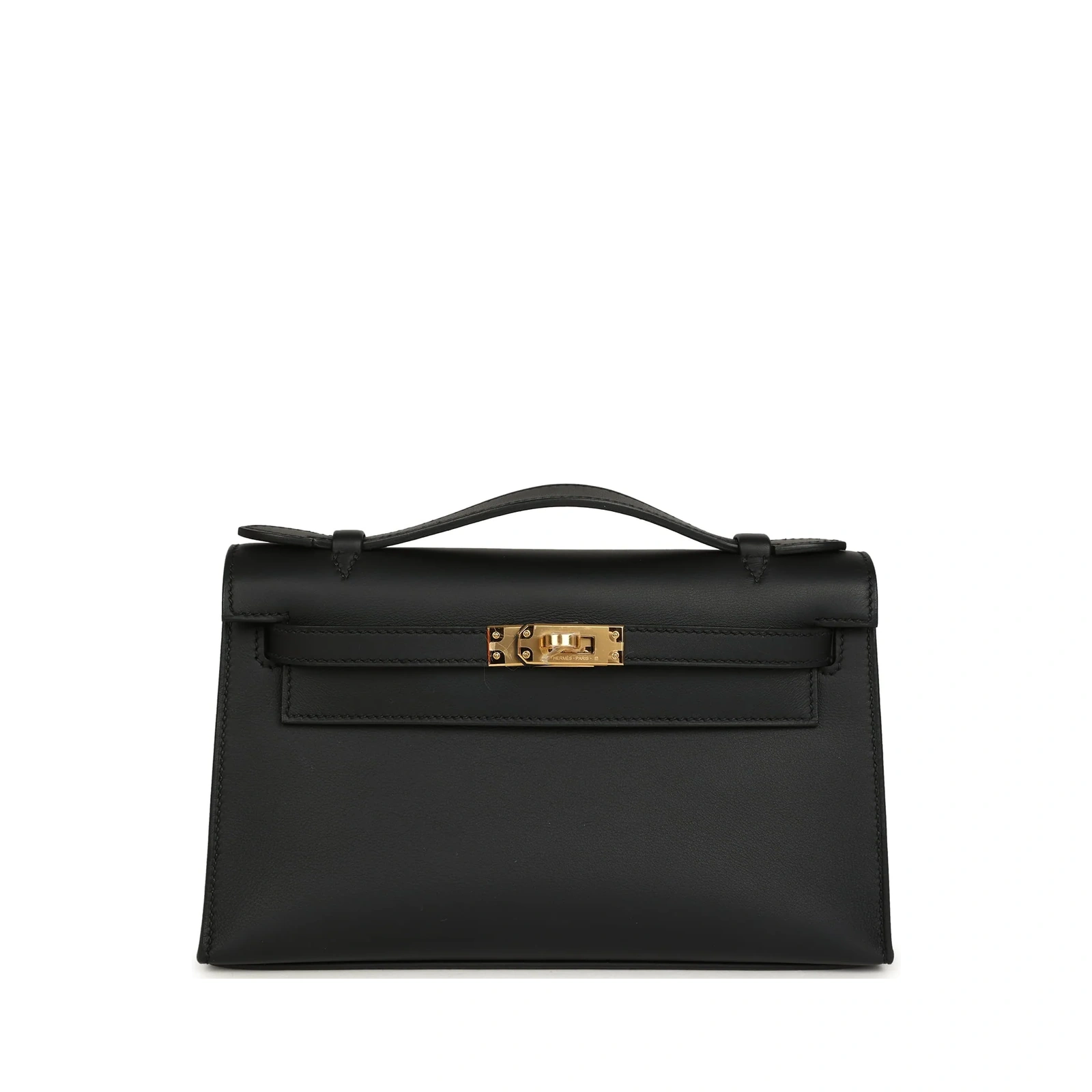 Kelly Pochette Black Swift Gold Hardware