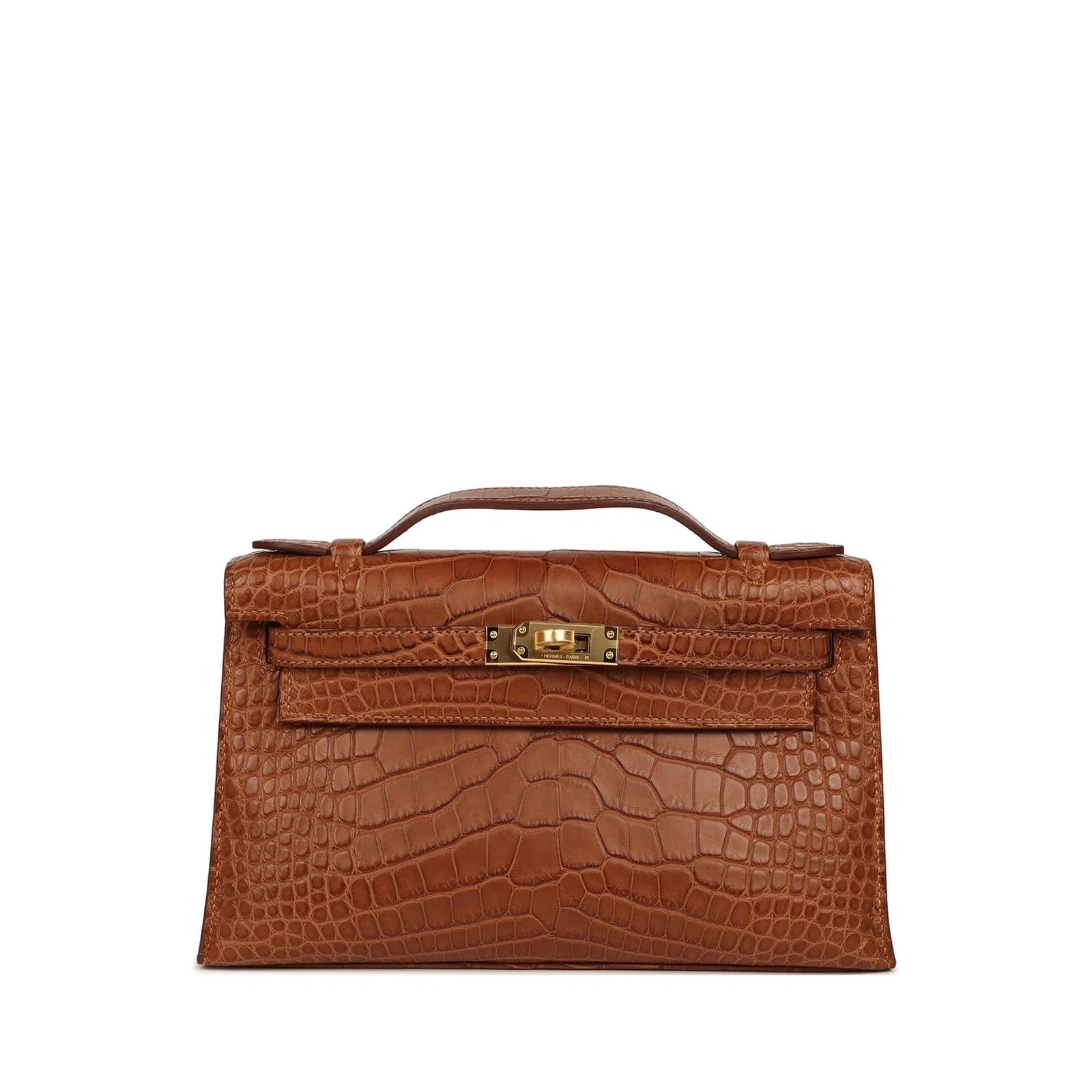 Kelly Pochette Gold Alligator Matte Gold Hardware