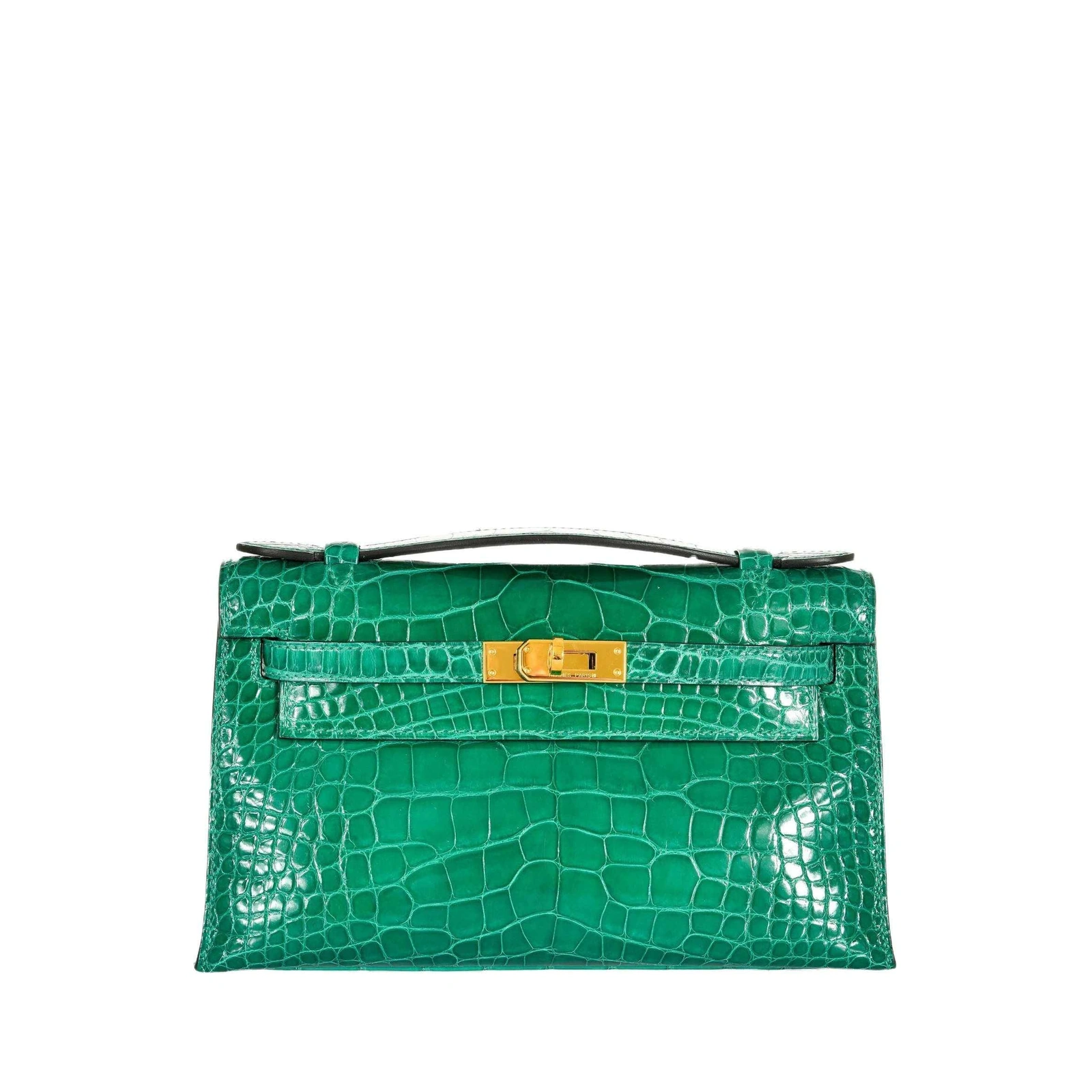 Kelly Pochette Vert Jade Alligator Shiny Gold Hardware